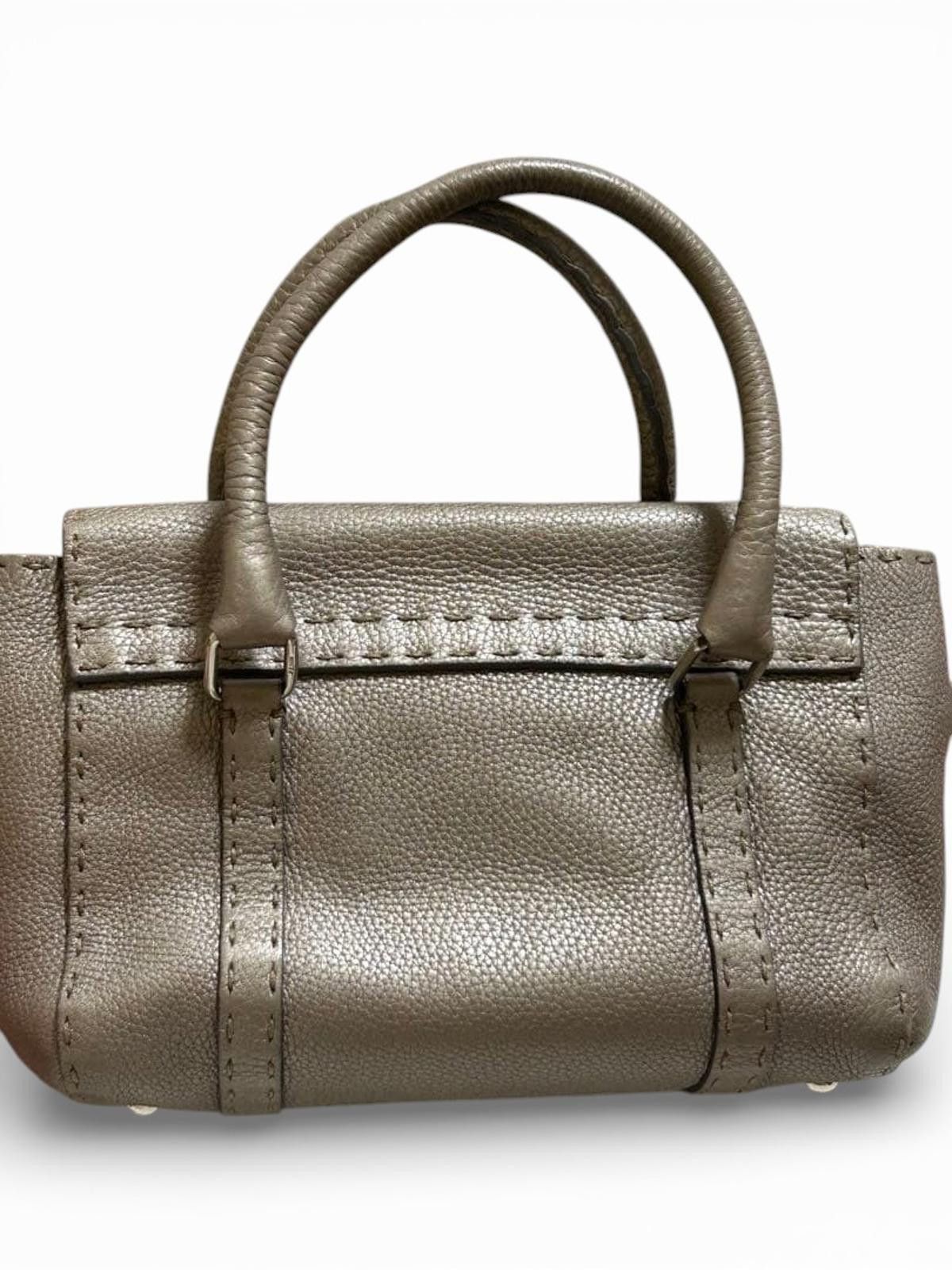 Fendi Fendi - Selleria Small Leather Handbag Taupe Size ONE SIZE - 4 Thumbnail