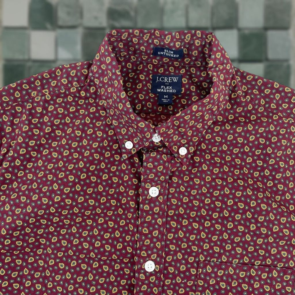 J.Crew J.CREW Shirt Men M Burgundy Paisley AOP Slim Untucked Flex Washed Preppy Shirt Size US M / EU 48-50 / 2 - 1 Thumbnail