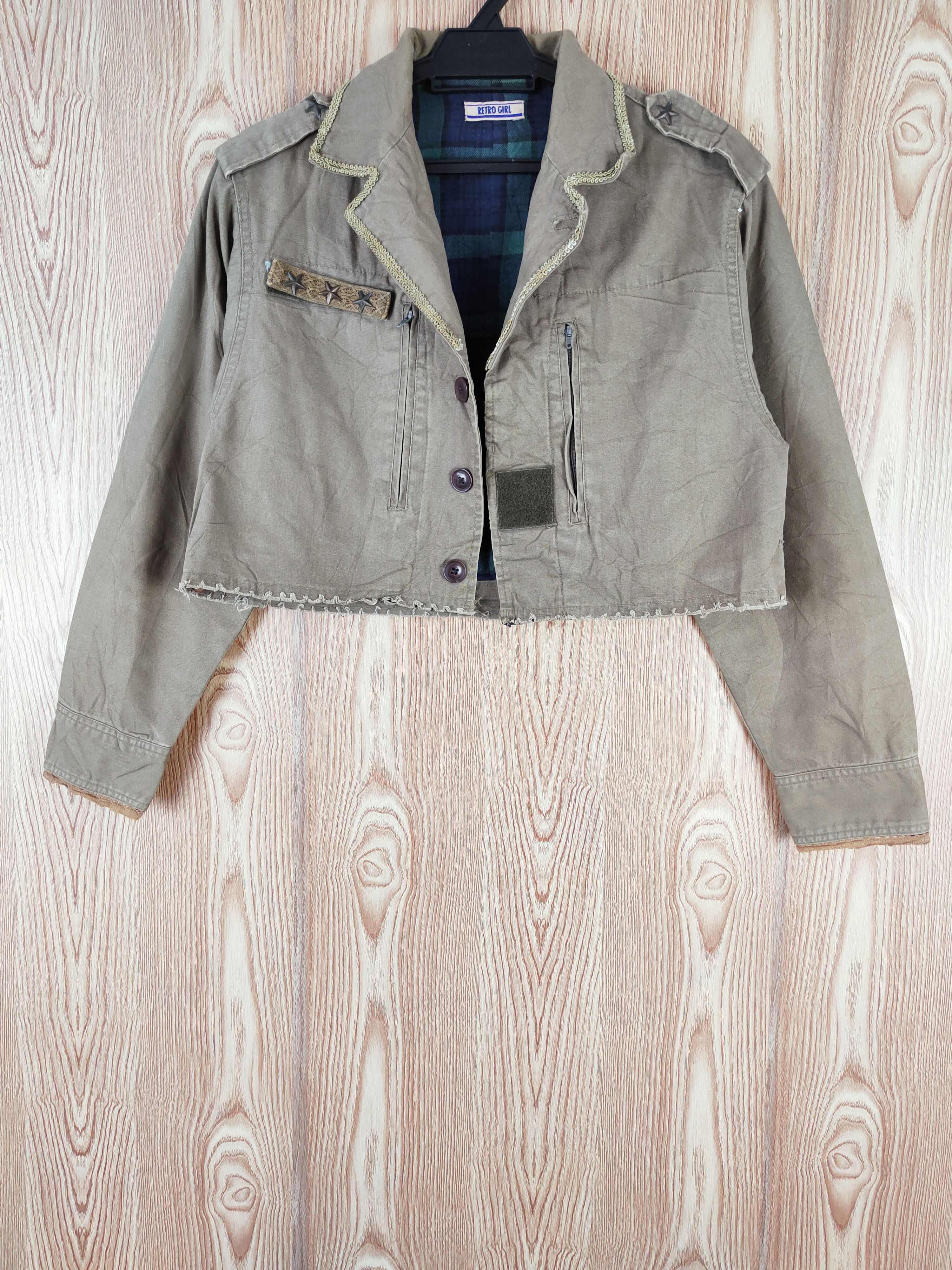 Vintage Retro Girl Olive Cropped Jackets Size M / US 6-8 / IT 42-44 - 1 Thumbnail