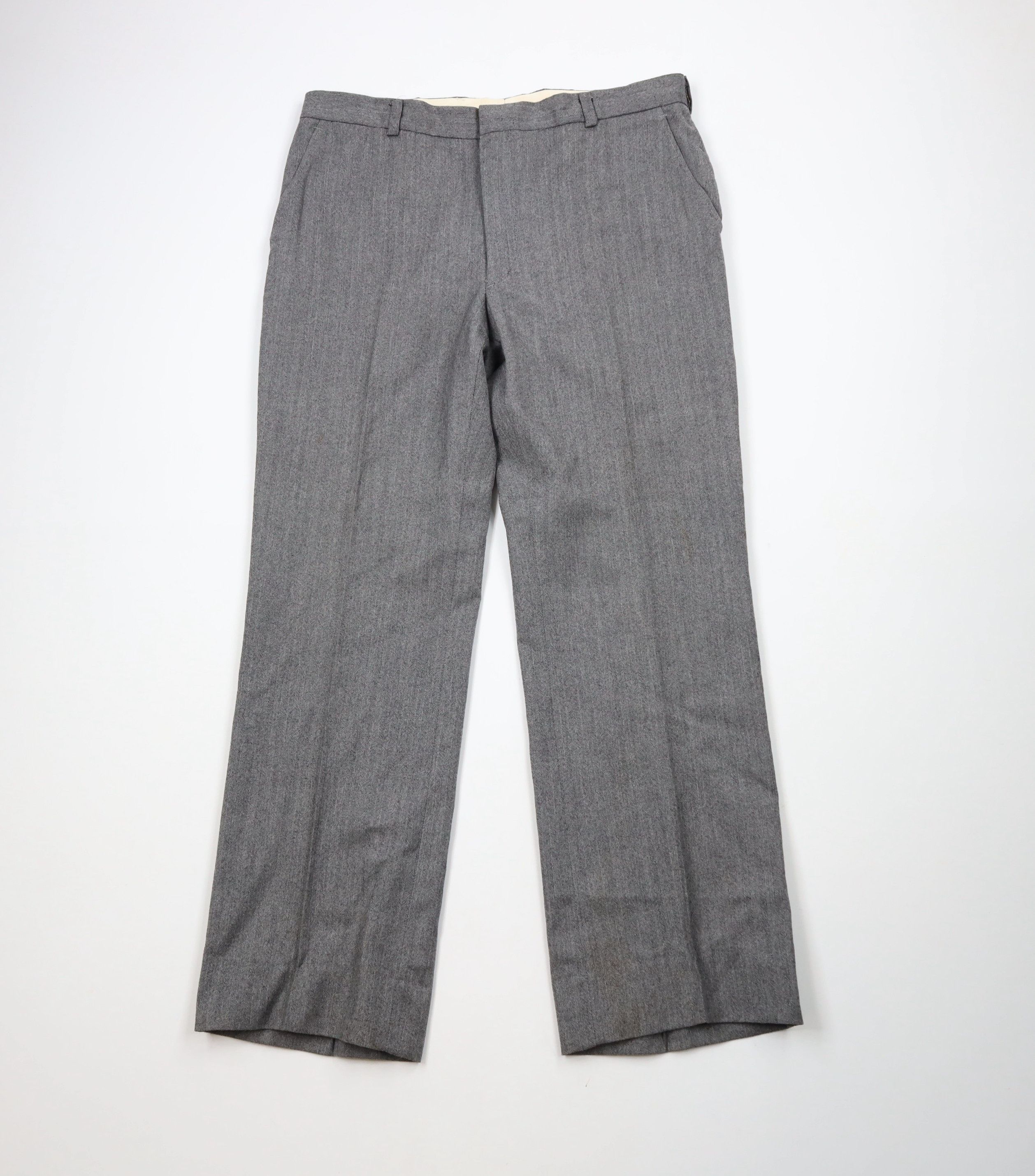 Vintage Vintage 70s Streetwear Wool Herringbone Wide Leg Chino Pants Size US 36 / EU 52 - 1 Thumbnail