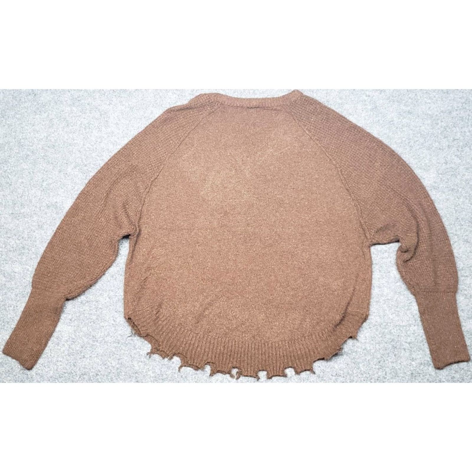 Vintage Rue21 Sweater Womens M Brown Long Sleeve V-Neck Scalloped Hem Pullover New Size M / US 6-8 / IT 42-44 - 7 Thumbnail