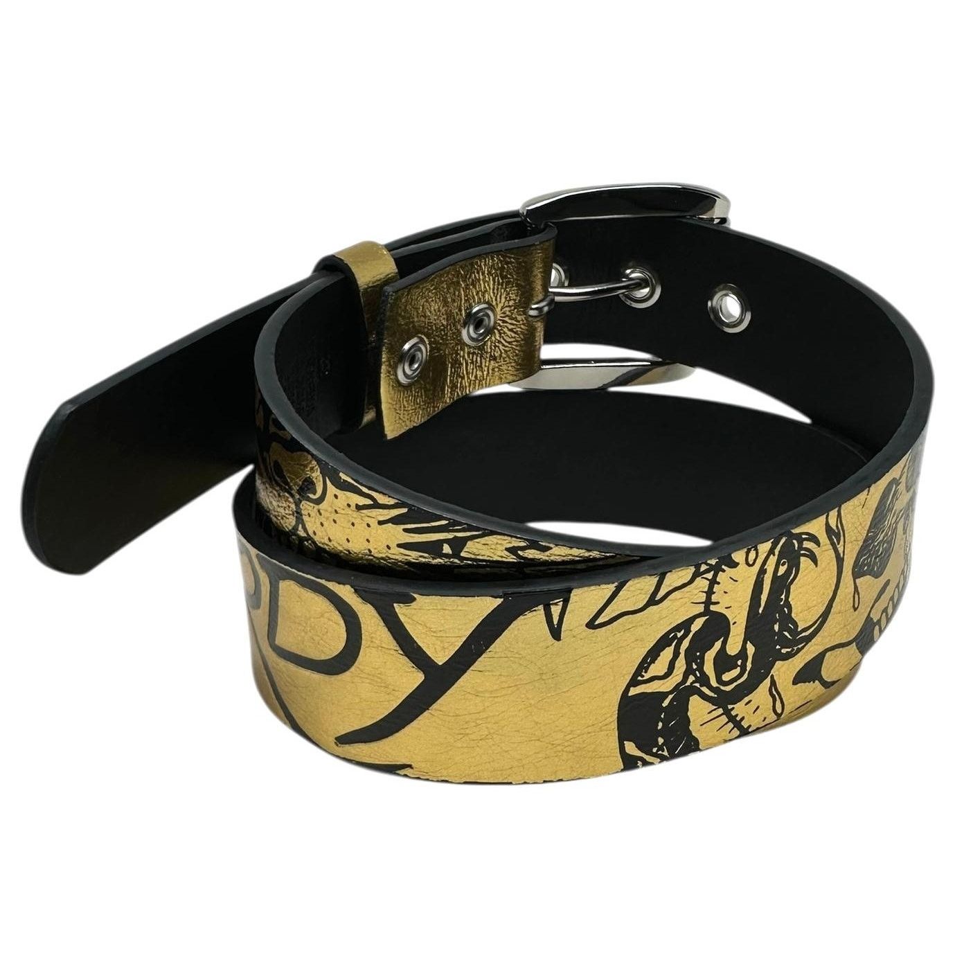 Ed Hardy Ed Hardy Men's Embossed Tiger Gold Belt Size 36 - 2 Thumbnail