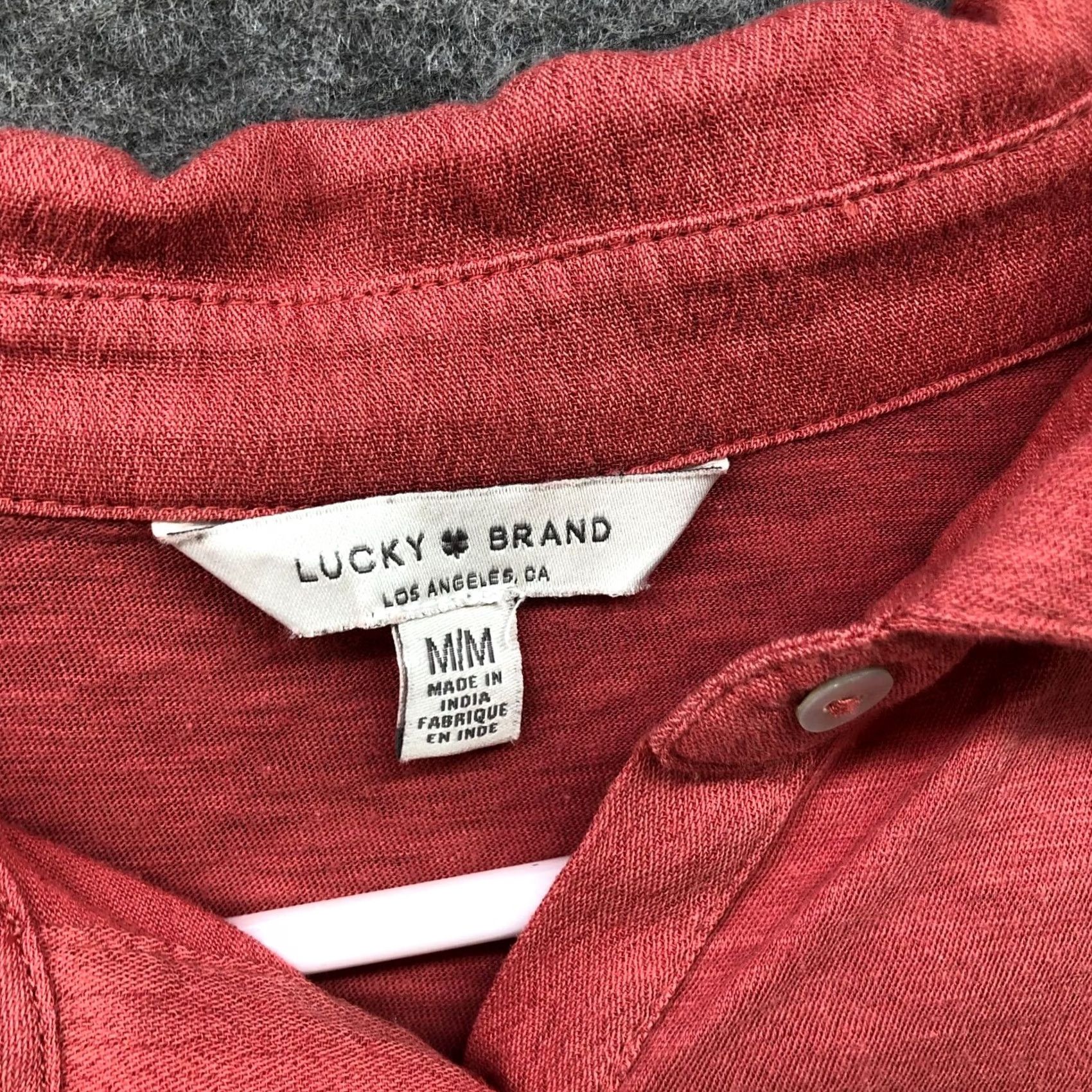 Lucky Brand Lucky Brand Popover Top Womens M Short Sleeve Coral Collared Lightweight Shirt Blouse Casual Slim Relaxed Size M / US 6-8 / IT 42-44 - 5 Thumbnail