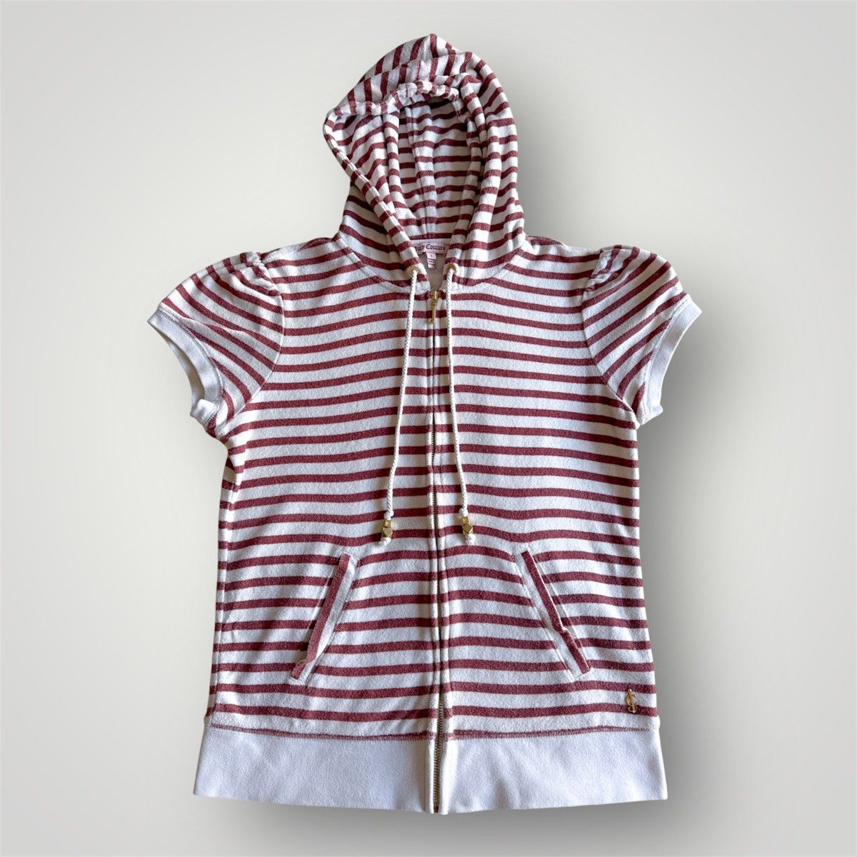 Juicy Couture Vintage Juicy Couture Striped Short Sleeve Hoodie Y2K bimbo Size S / US 4 / IT 40 - 1 Thumbnail