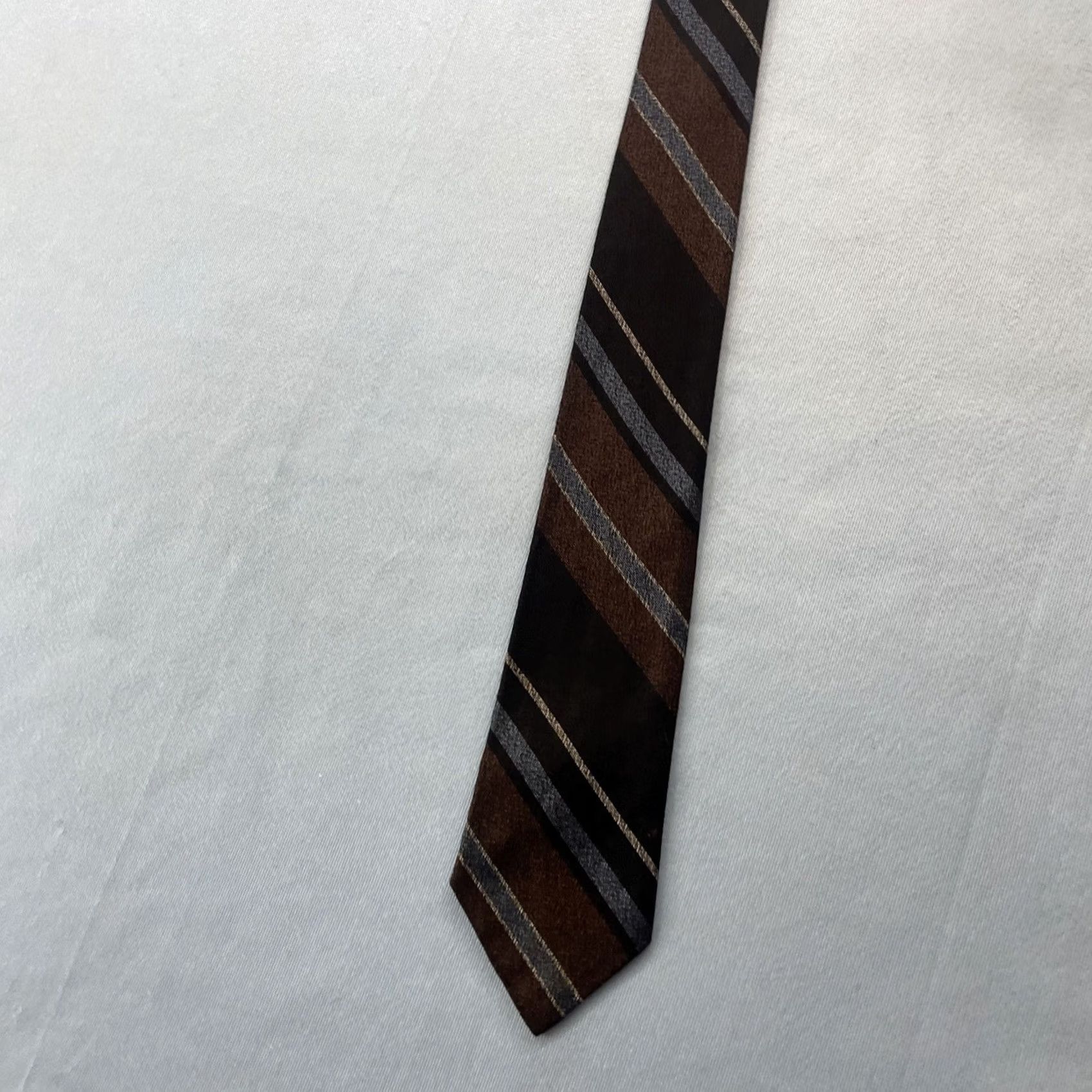 MCM VINTAGE 60s MCM Repp Tie Multi Skinny Stripe MadMen Business Brown Gray 2.5x56 Capsule Necktie) Size ONE SIZE - 3 Thumbnail