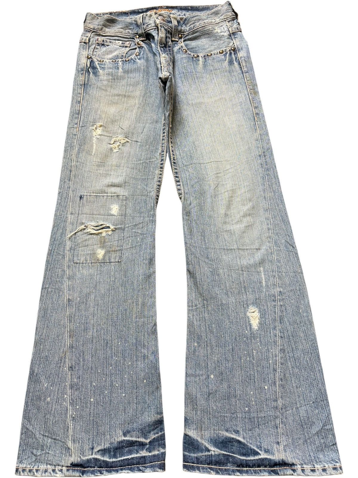 Tornado Mart Vintage Japanese Brand Patches Distress Flare Jeans Size US 29 - 1 Thumbnail
