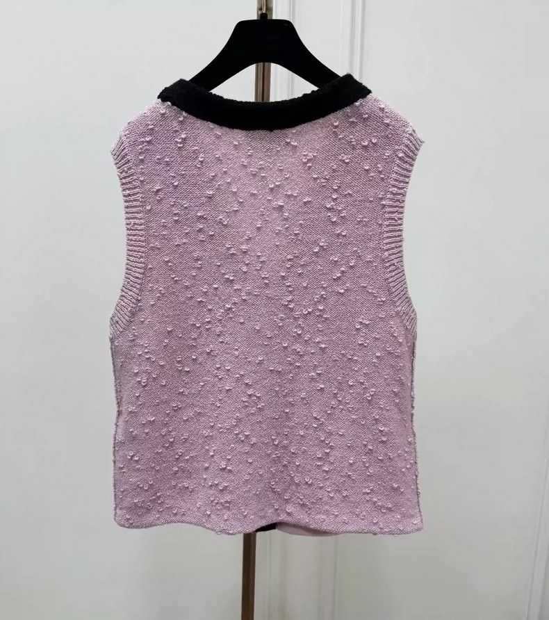 Chanel Chanel 24 Autumn and Winter Pink and Black Knitted Vest Size XS / US 0-2 / IT 36-38 - 3 Thumbnail