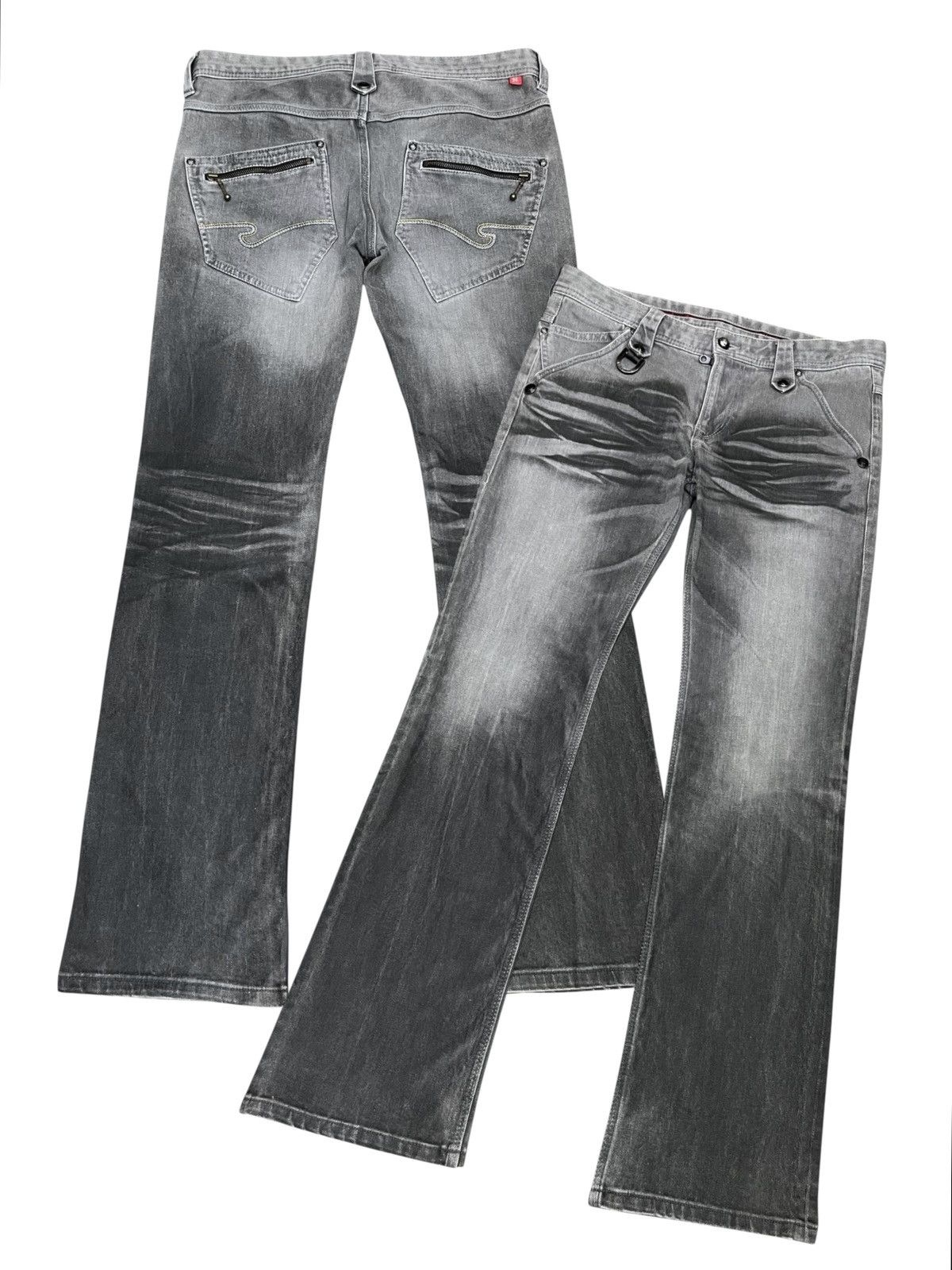 Nicole Club Nicole Japan Charcoal Gray Flare Stretch Denim Harajuku Punk Size US 31 - 3 Thumbnail