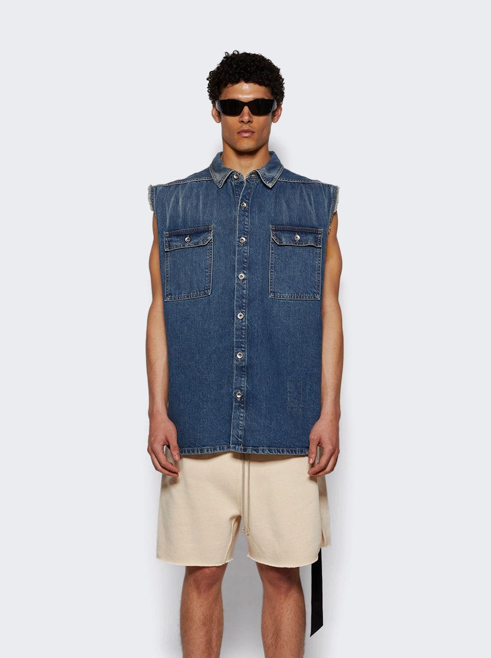 Rick Owens o1mle0226 SL Tommy Jumbo Outershirt In Blue Size US XXL / EU 58 / 5 - 2 Thumbnail