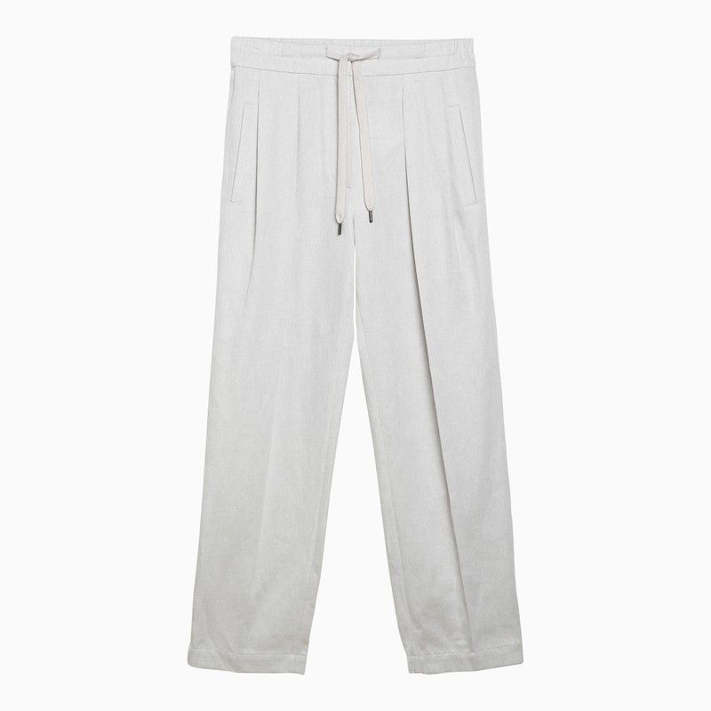 image of Brunello Cucinelli Chalk-White Linen-Blend Trousers, Women's (Size 26)