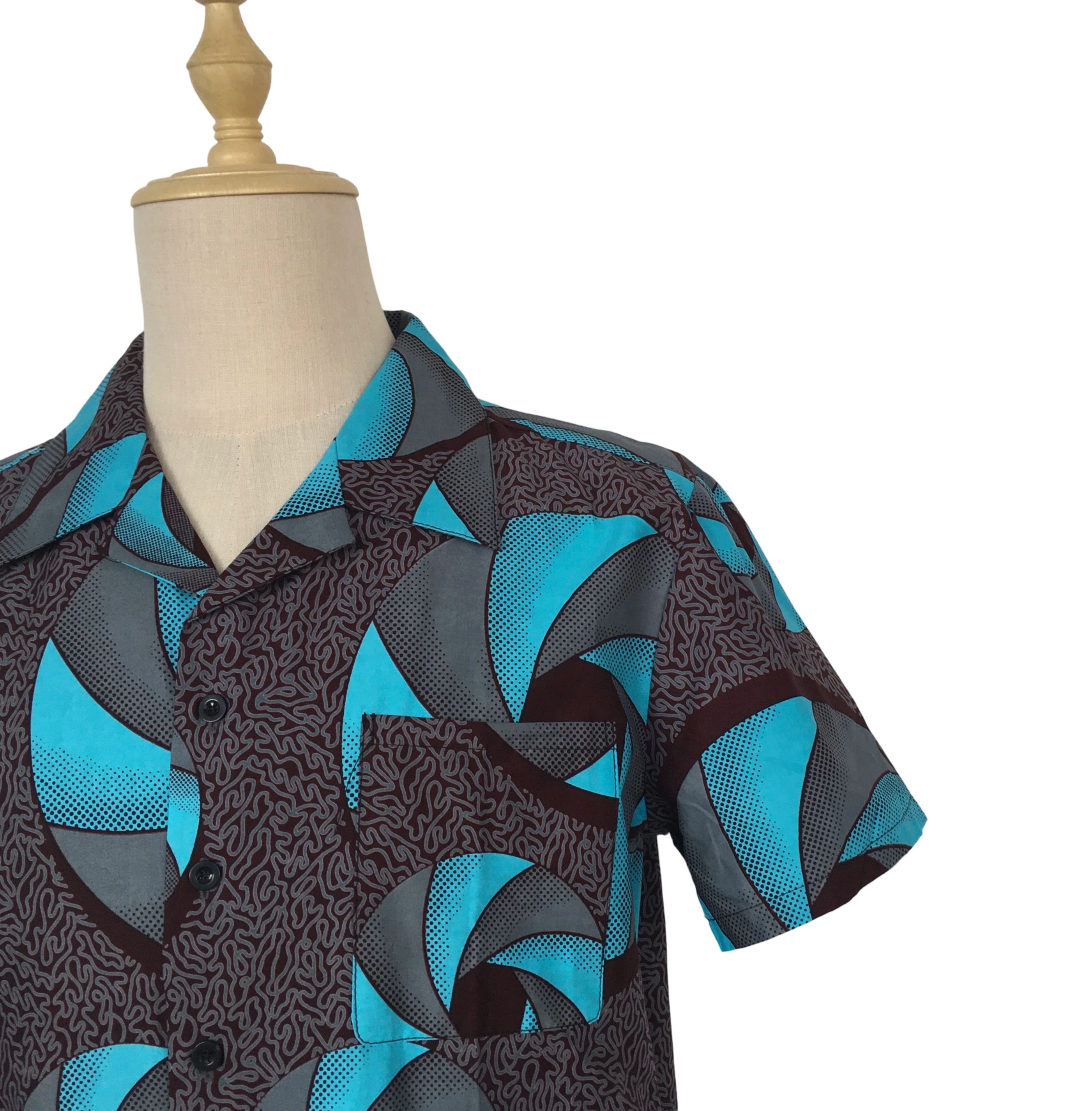Other African Wax Print Men Shirt Short Sleeves Summer Size US M / EU 48-50 / 2 - 6 Thumbnail