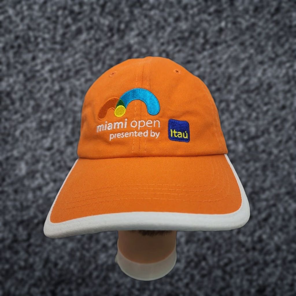 Vintage MIAMI OPEN TENNIS ITAU 2019 Embroidered Hat COTTON Strapback Unbranded Baseball Cap Orange Adult Unisex Shoes? Not shoes. Size ONE SIZE - 1 Thumbnail