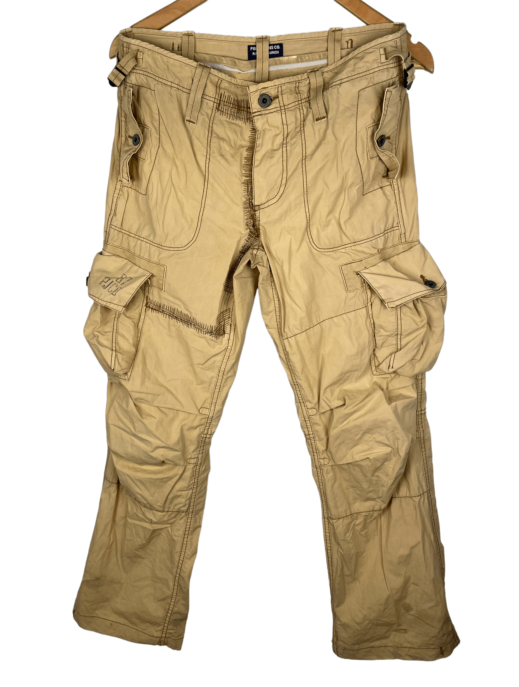 image of Ralph Laurent Cargo Pants Archive Multipocket Repair in Beige, Men's (Size 30)