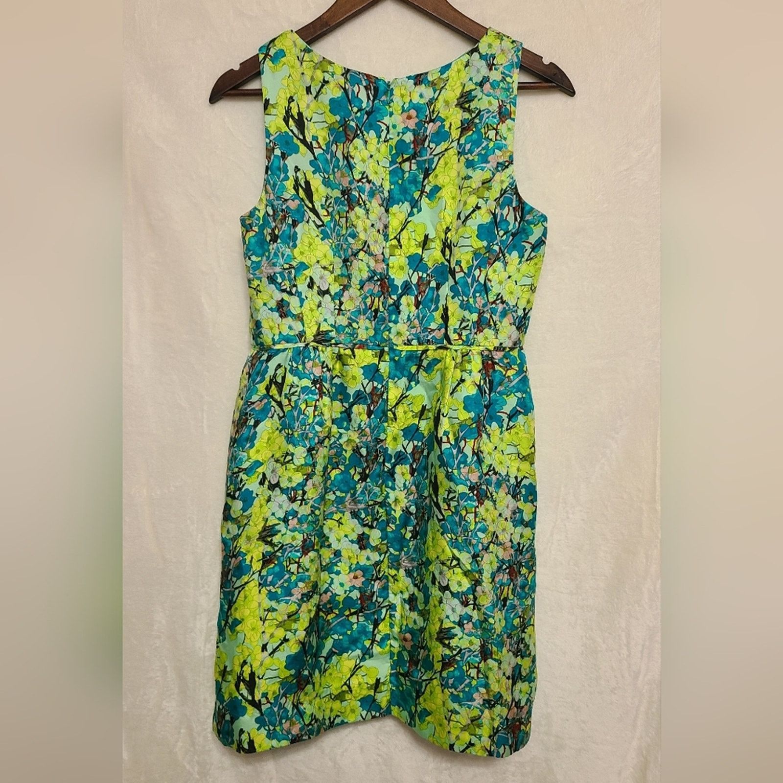 J.Crew J. Crew Sleeveless Silk Green Patterned Dress Size 6 Size M / US 6-8 / IT 42-44 - 2 Thumbnail