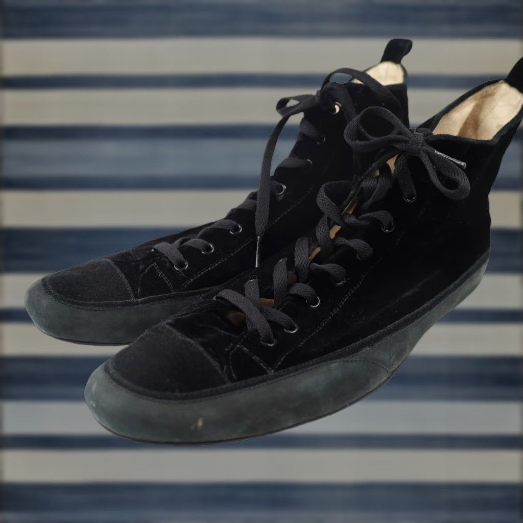 Hope Hope For Men Italian Leather Crushed Velvet Sneakers Men 12 Leather Black Sneakers Mens 12 Black Size US 12 / EU 45 - 1 Thumbnail