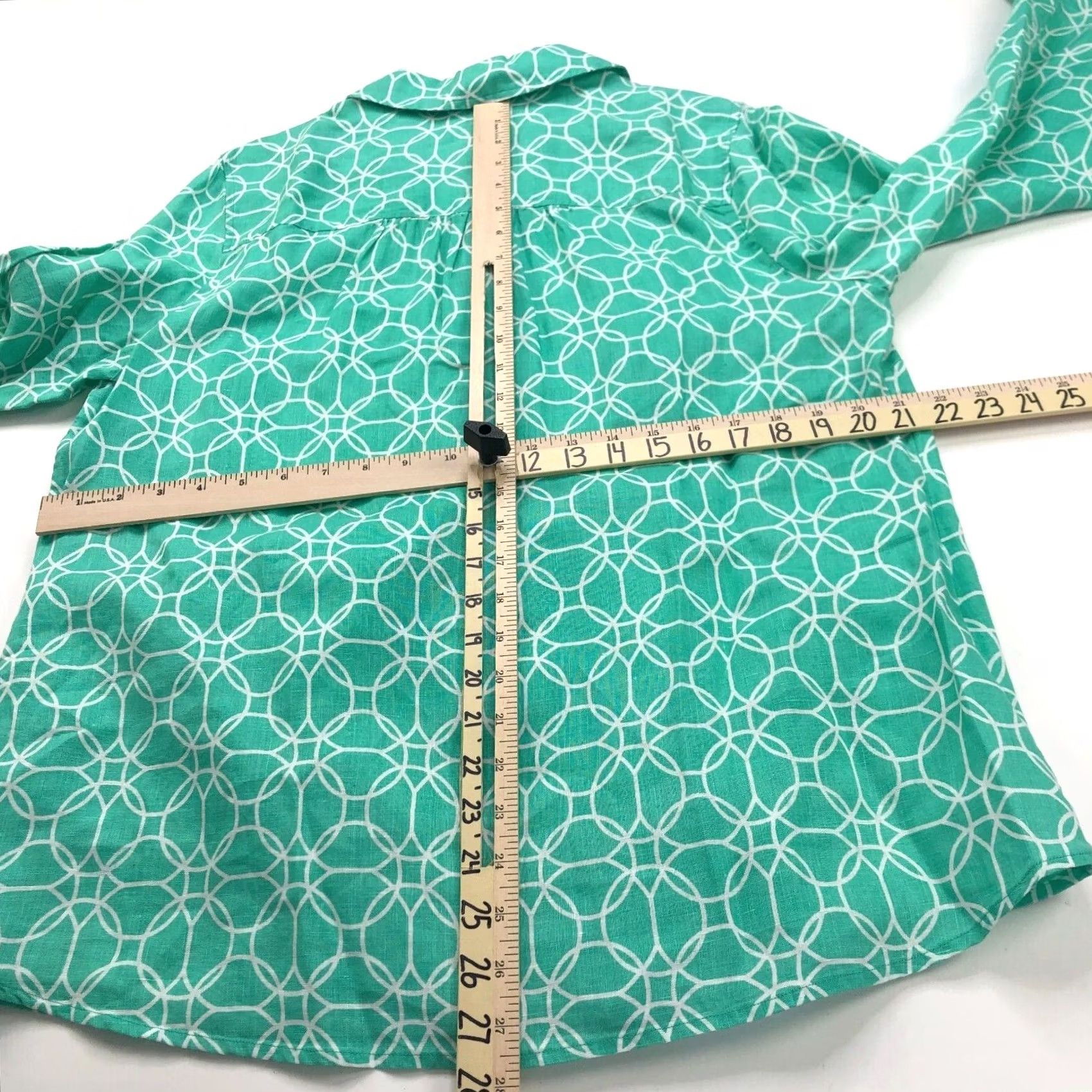 Charter Club Charter Club Green Linen Shirt Luxury Long Sleeve Gold Button 1X Size XL / US 12-14 / IT 48-50 - 4 Thumbnail