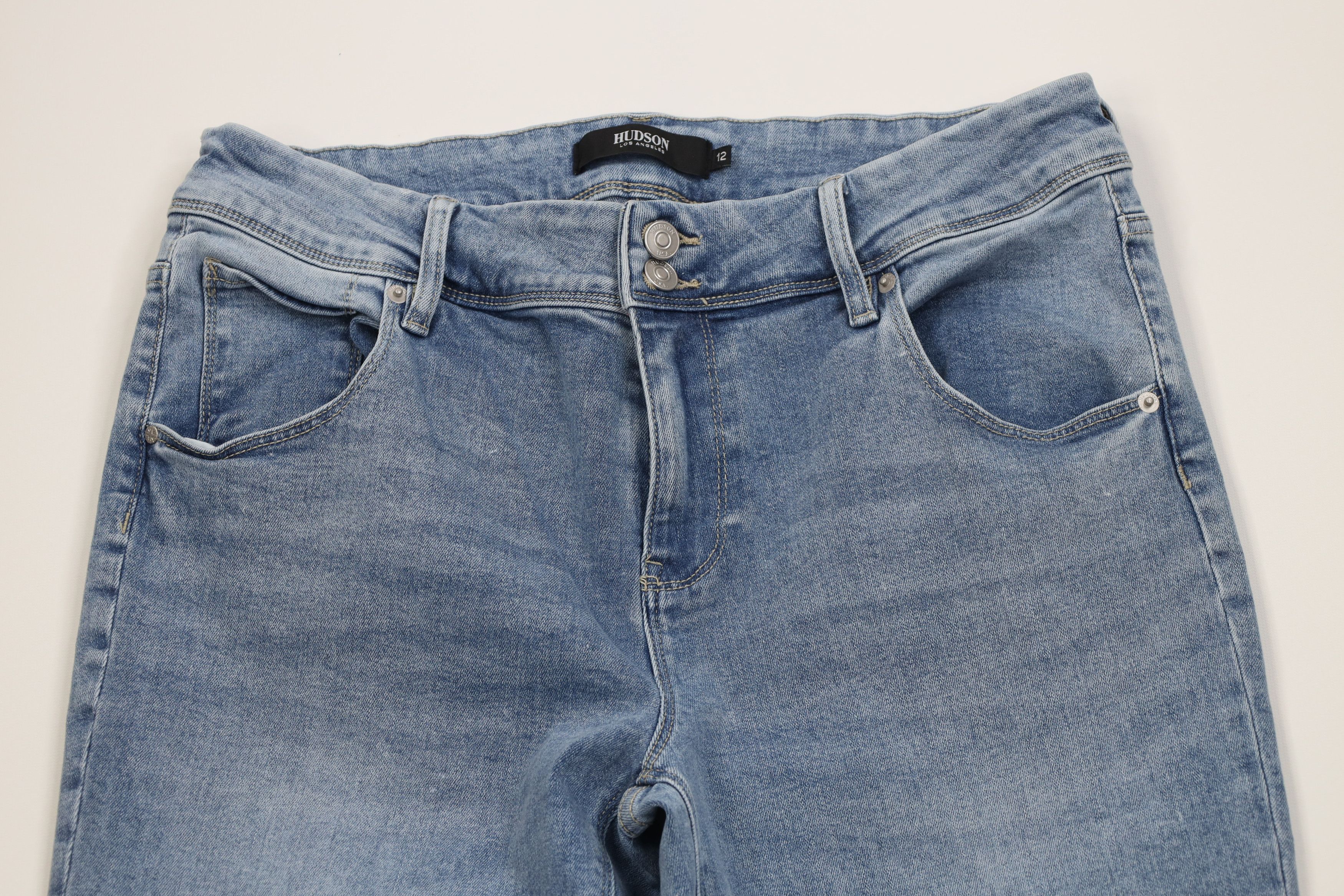 Vintage Hudson Jeans Faded Stretch Straight Leg Denim Jeans Icy Blue Size 34" / US 12 / IT 48 - 2 Thumbnail