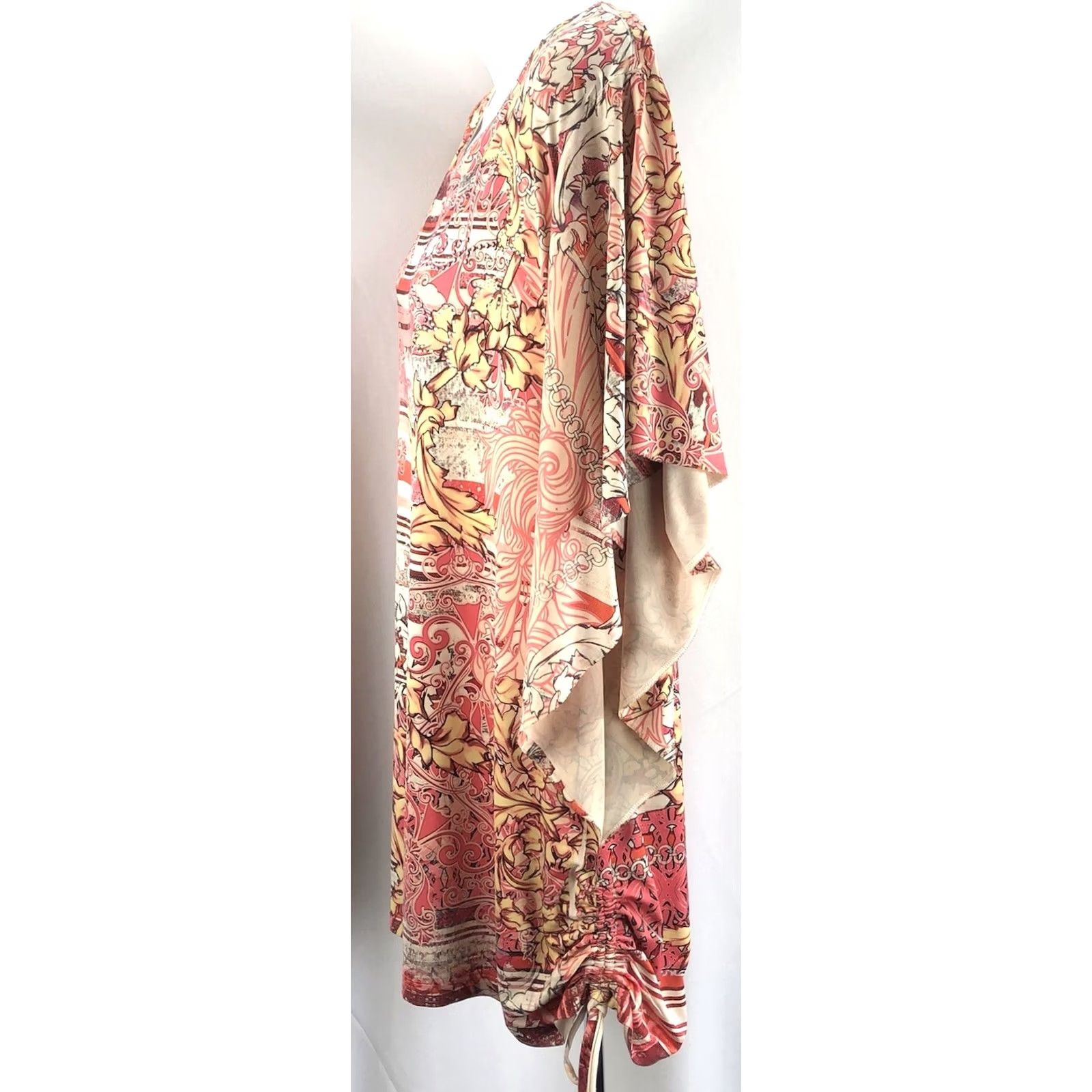 Style & Co VINTAGE Style & Co Blouse Shirt Womens XL Pink Floral Blouse Dolman Sleeves Ties Ruched Boho 60s 70s 90s Hippie Retro All Seasons Casual Size XL / US 12-14 / IT 48-50 - 2 Thumbnail