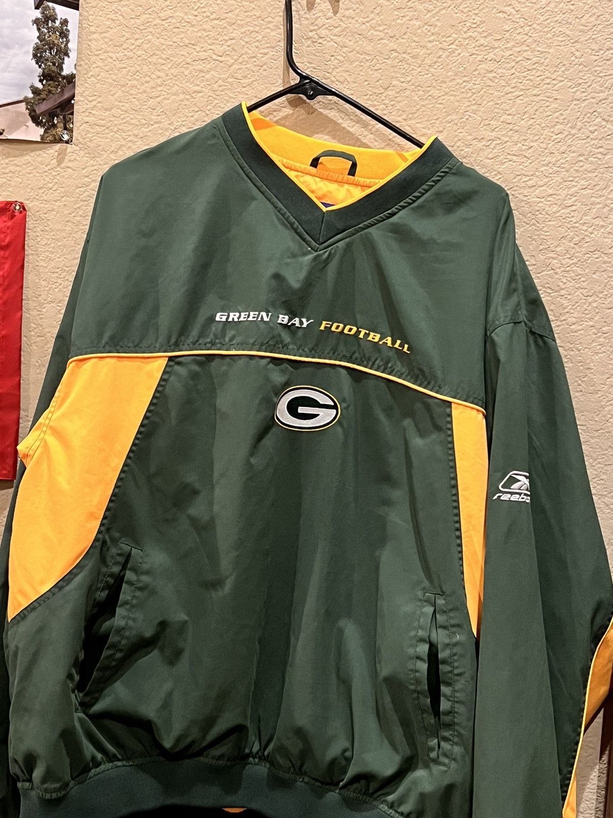 image of Nfl x Reebok Vintage Reebok Green Bay Packers Windbreaker Sweater, Men's (Size XL)