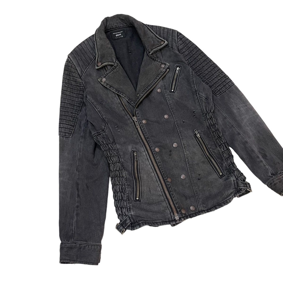 Japanese Brand 🔥Vintage Glamb Double Collar Biker Denim Jacket Size US M / EU 48-50 / 2 - 6 Thumbnail