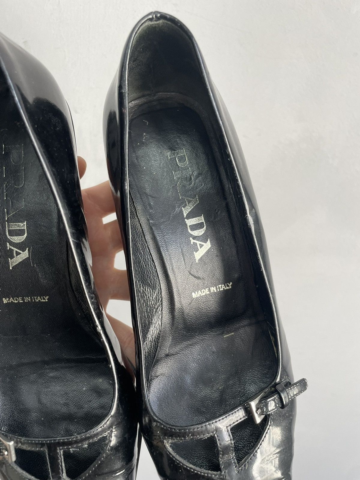 Prada PRADA Kitten Heels Patent Leather Mules Pointed Toe 37 / 7 Size US 7 / IT 37 - 7 Thumbnail