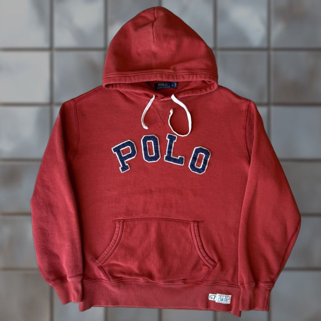 Polo Ralph Lauren Polo Ralph Lauren Hoodie Large Red Heavy Fleece Pullover Rugby 90s New York RRL Mens L Hoodie Size US L / EU 52-54 / 3 - 1 Thumbnail
