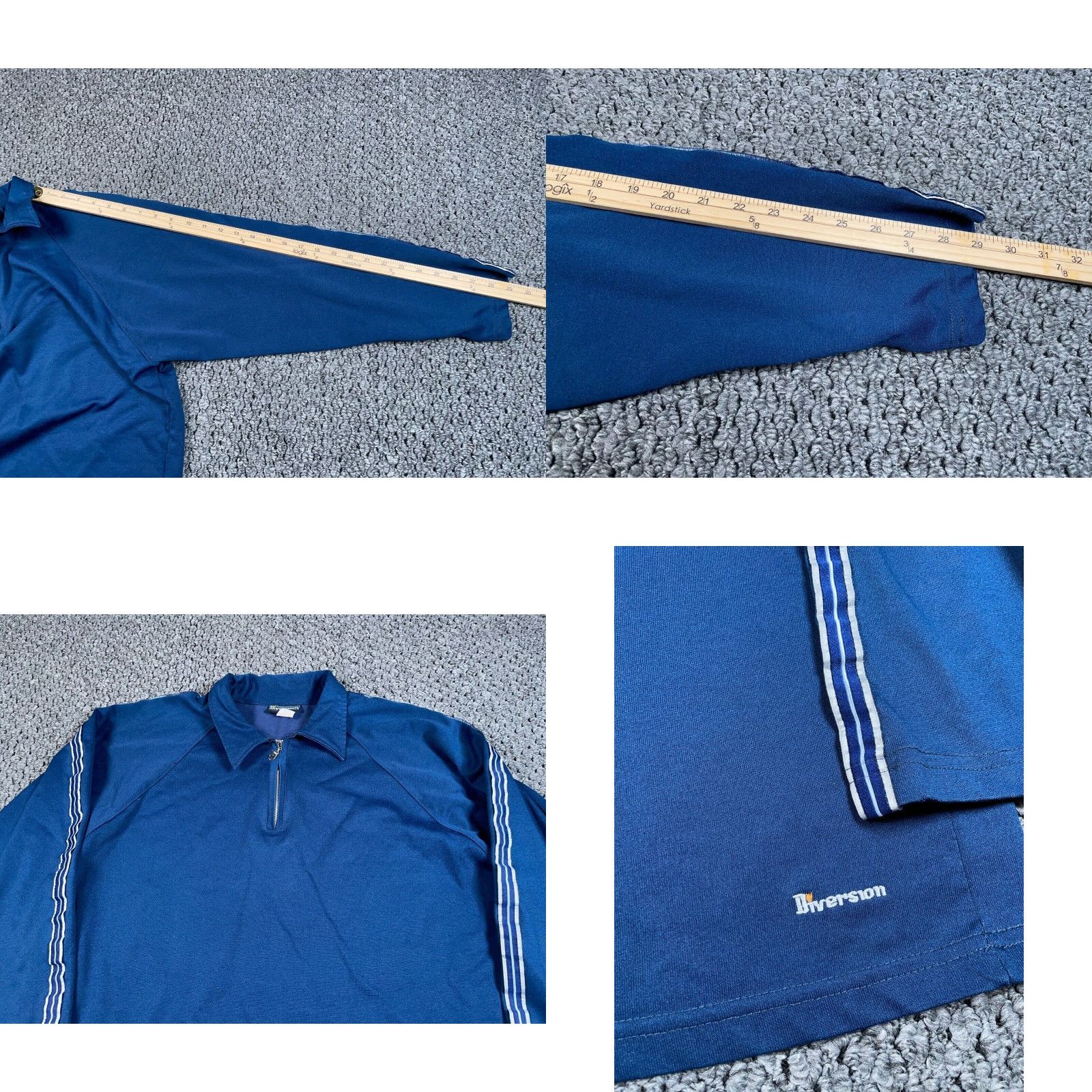 Vintage VTG 90s Taped Sleeve Collared 1/4 Zip Shirt Adult XL Blue 50/50 Cotton-Polyester Skater Size US XL / EU 56 / 4 - 8 Thumbnail