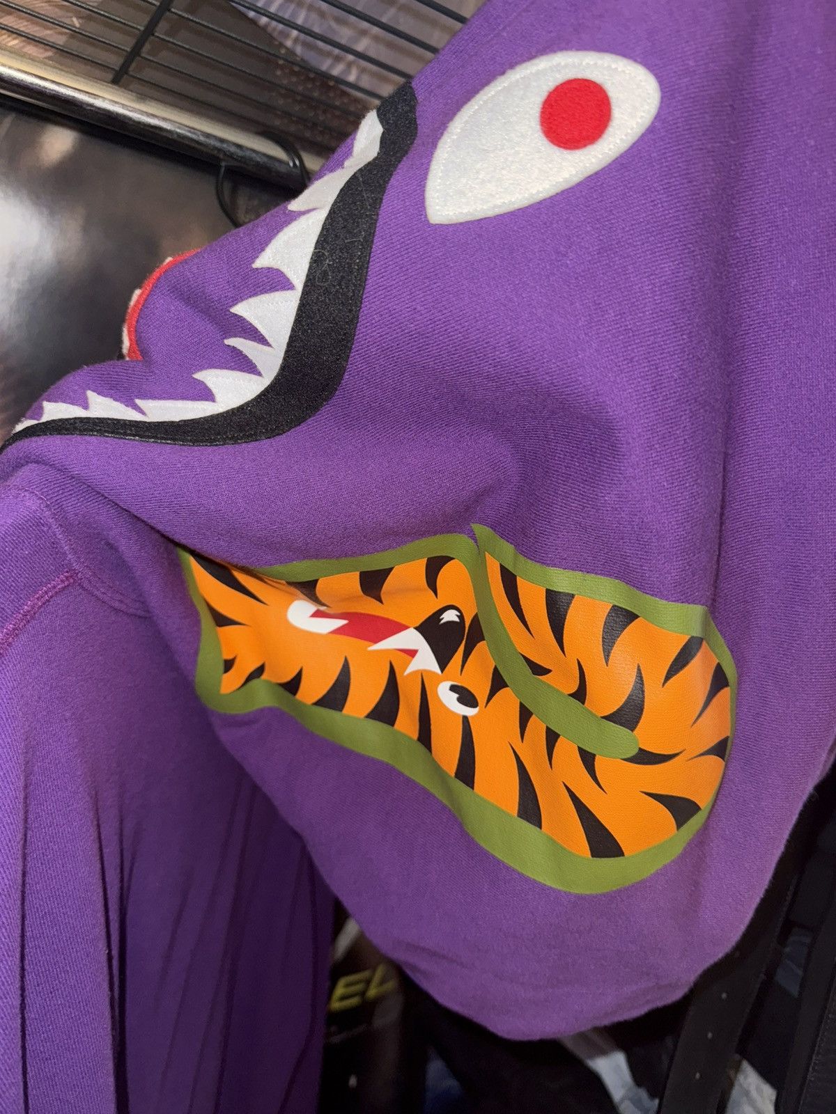 Bape Bape Purple Camo Sleeve ZipUp Shark Hoodie Size US L / EU 52-54 / 3 - 3 Thumbnail