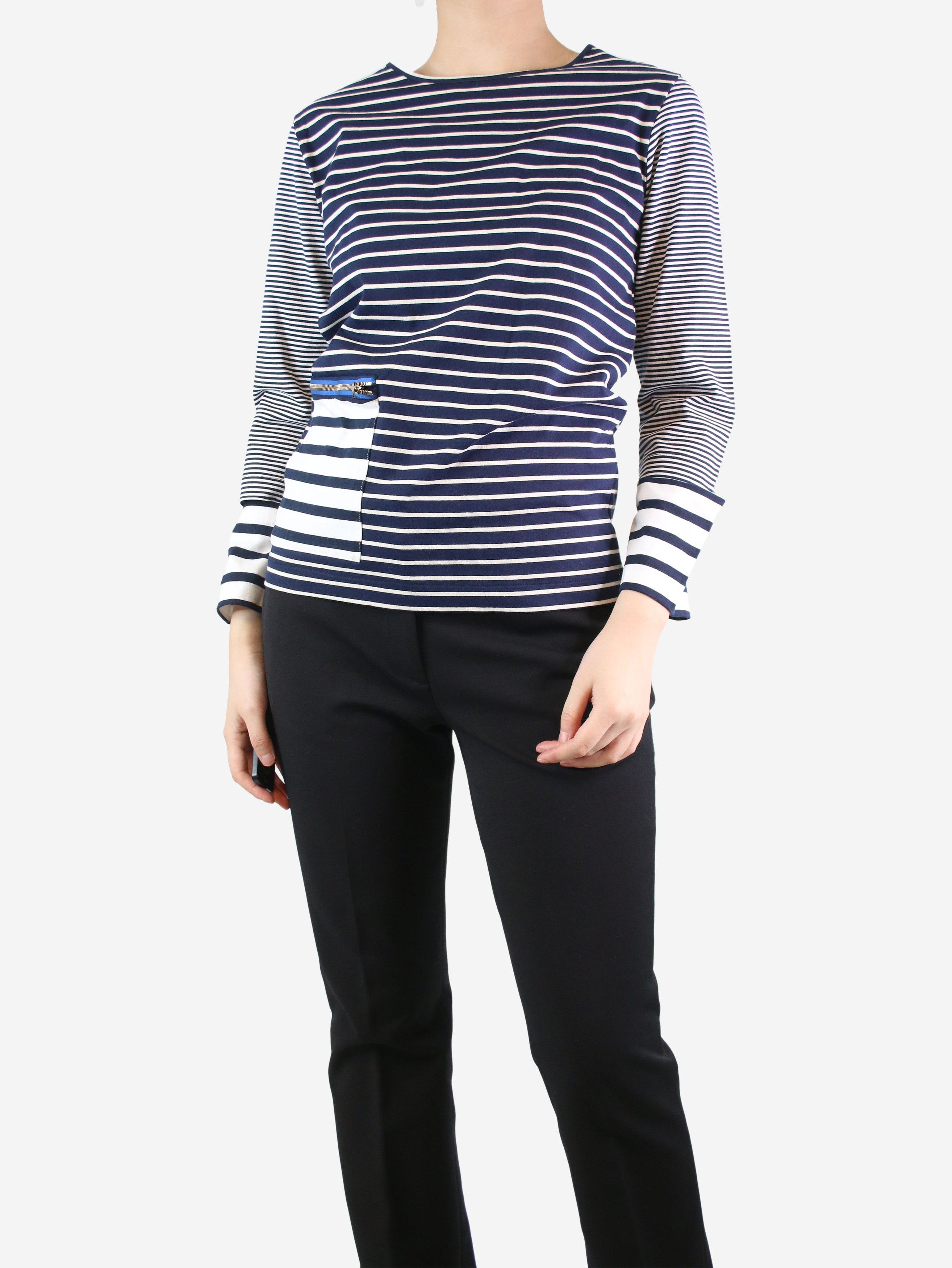 Image of Stella Mccartney Blue Striped Cutout Top - Size Uk 8, Women's