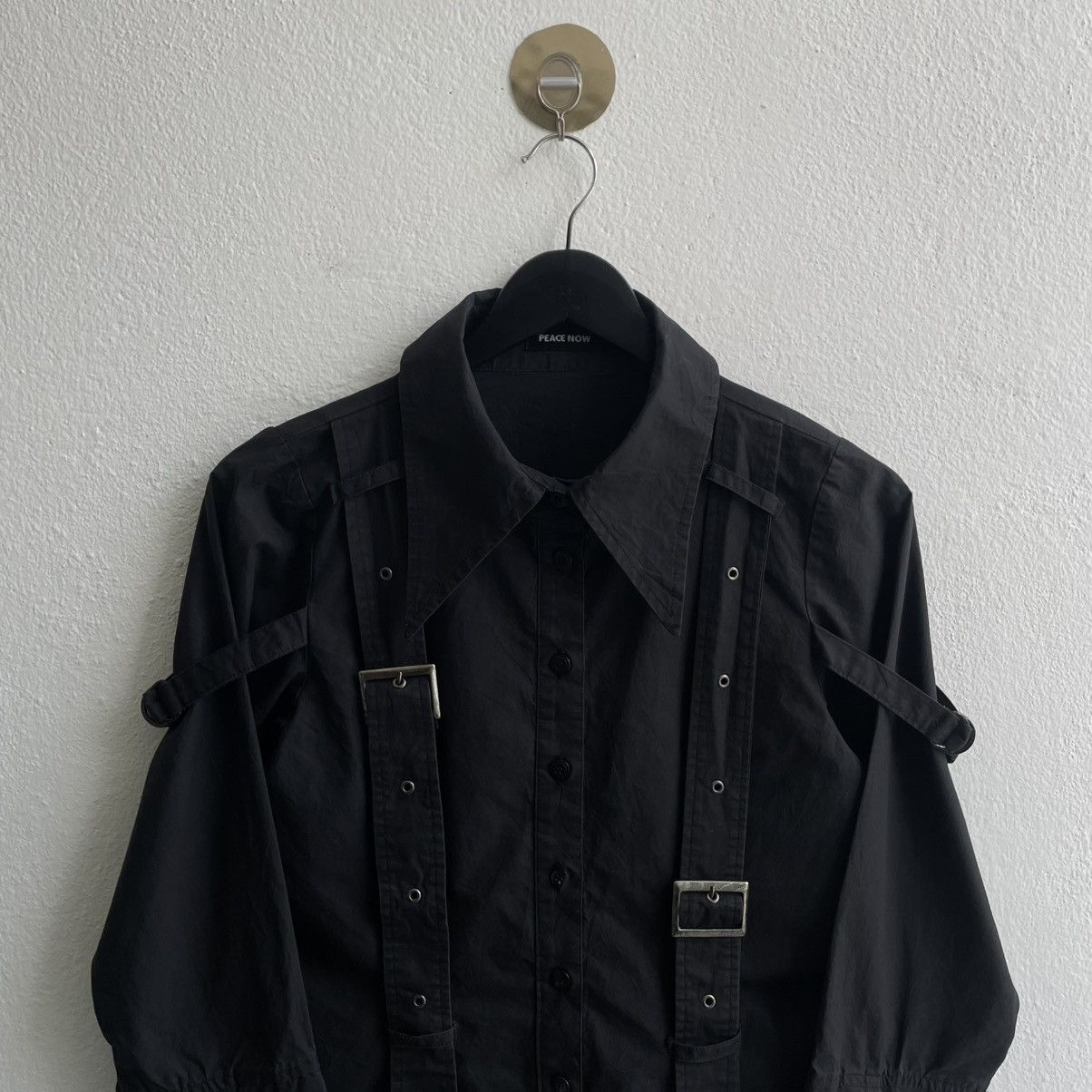 If Six Was Nine Vintage Black Peace Now Punk Bondage Parachute Shirts Size M / US 6-8 / IT 42-44 - 2 Thumbnail