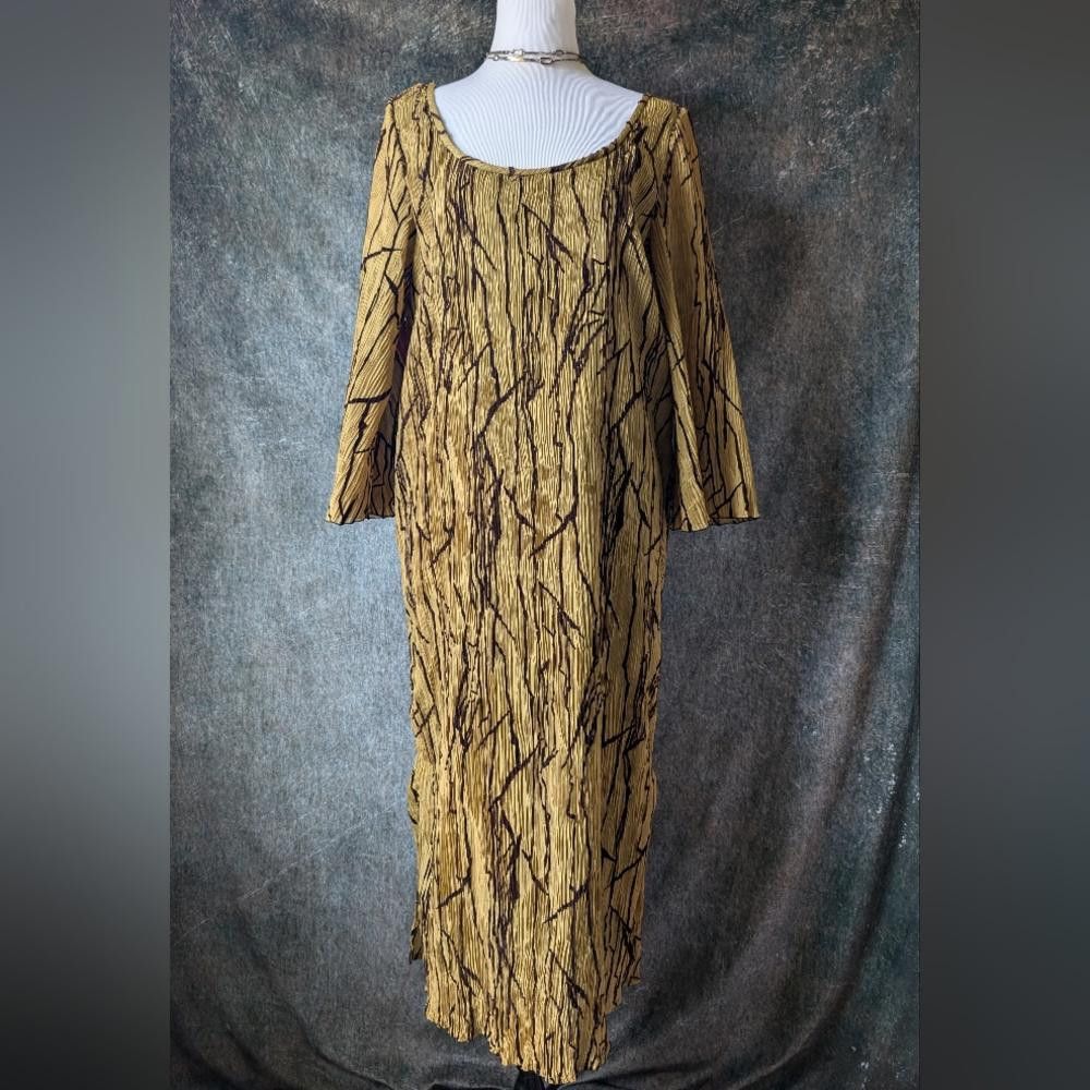 Designer Rare Joan McGee Silk Wearable Art Fiber Plisse Dress Size M / US 6-8 / IT 42-44 - 2 Thumbnail
