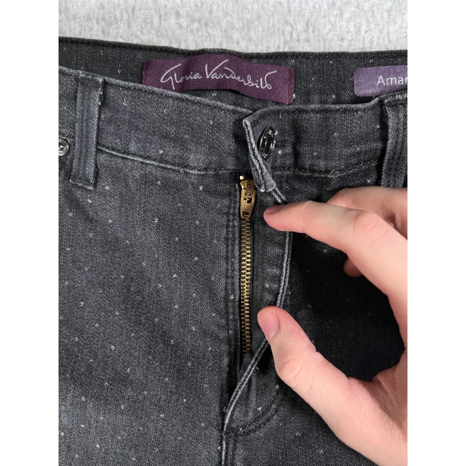 Gloria Vanderbilt Gloria Vanderbilt Amanda Jeans Women 8 Black Polka Dot 5-Pocket High Rise Regular Fit Straight Denim Size 30" / US 8 / IT 44 - 4 Thumbnail