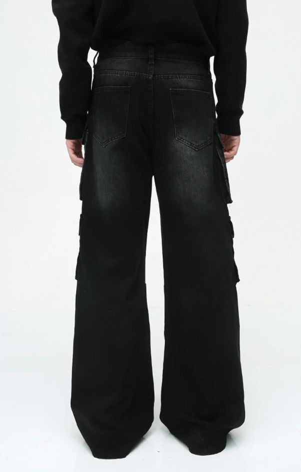 Japanese Brand × Jean Men Vintage Baggy Jeans Multi Pocket Cargo Size US 31 - 5 Thumbnail