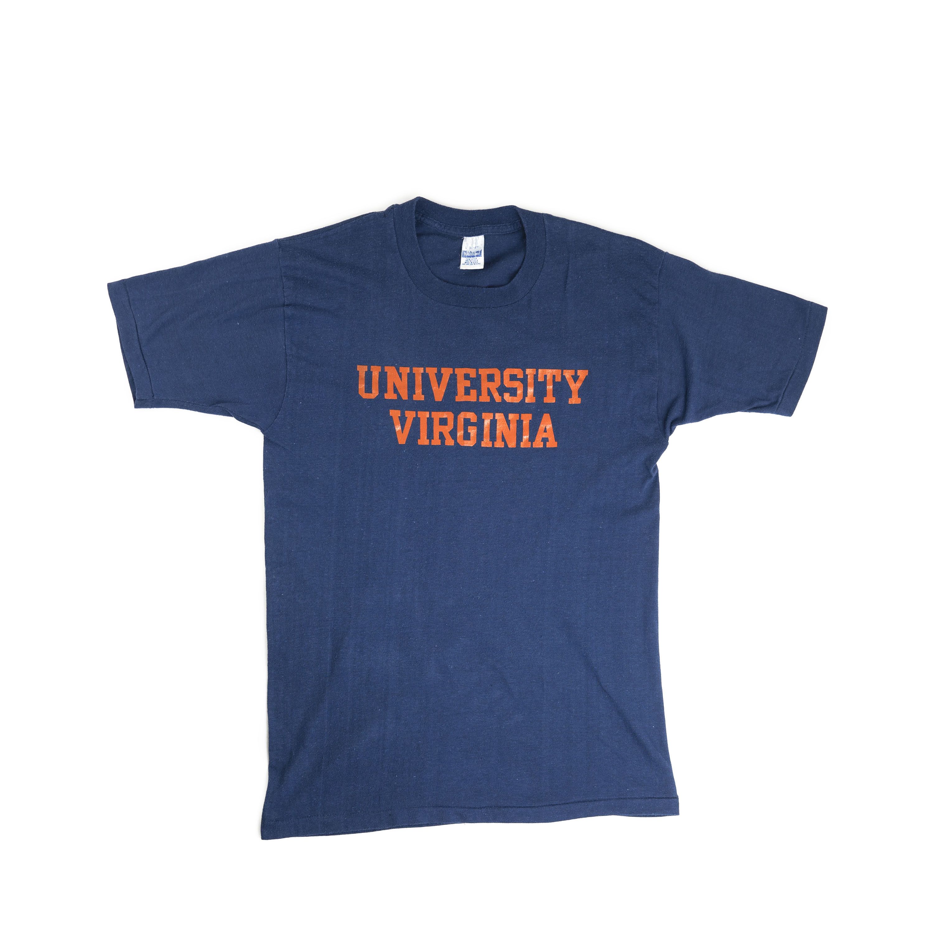 image of Vintage 1970's University Of Virginia Tee Shirt in Navy, Men's (Size Large)