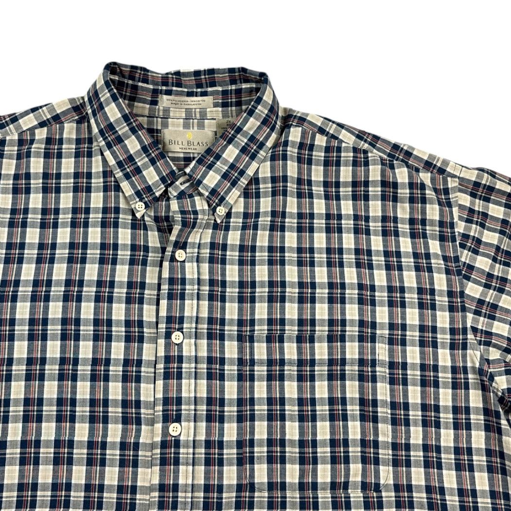 Bill Blass VINTAGE Bill Blass Shirt Plaid Button-Down Long Sleeve 2XL Navy Blue Casual Mens 90s Size US XXL / EU 58 / 5 - 2 Thumbnail