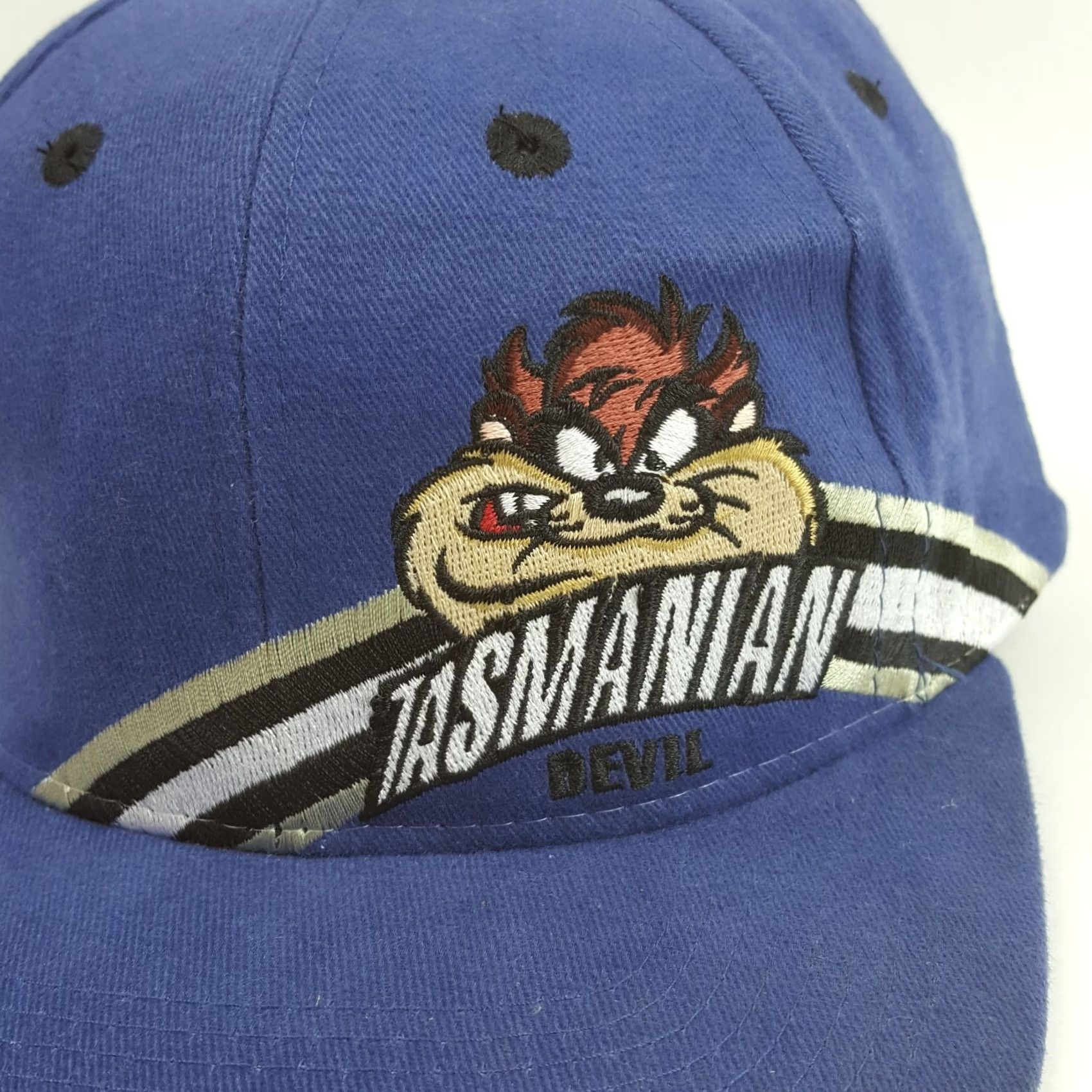 Vintage VINTAGE 90s Taz Cartoon Snapback Hat Looney Tunes Tasmanian Devil Baseball Cap Adjustable Blue Tan Beige Size ONE SIZE - 3 Thumbnail