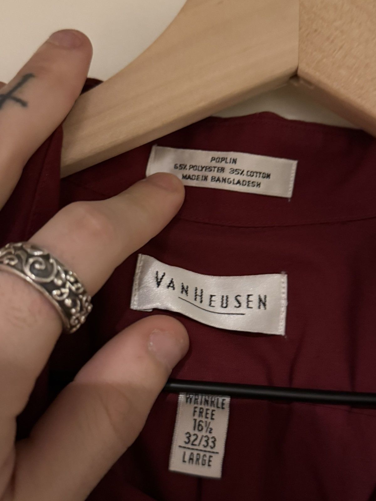 Van Heusen Vintage Van Huesen red oxblood button up shirt Size US L / EU 52-54 / 3 - 3 Thumbnail