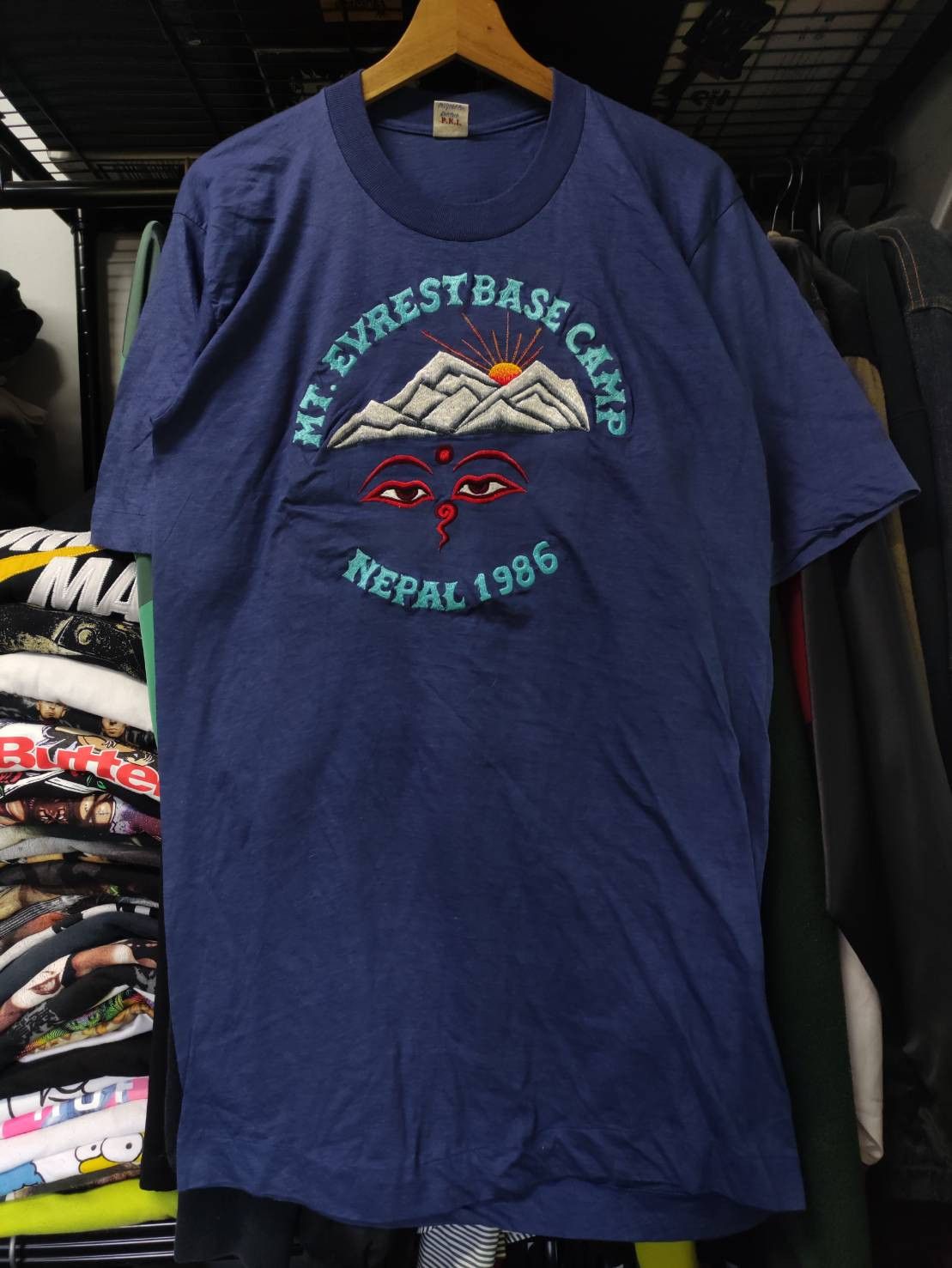 Vintage Vtg 80's Eye Of Buddha Art Single Stitch 50/50 T-Shirt Size US L / EU 52-54 / 3 - 2 Thumbnail