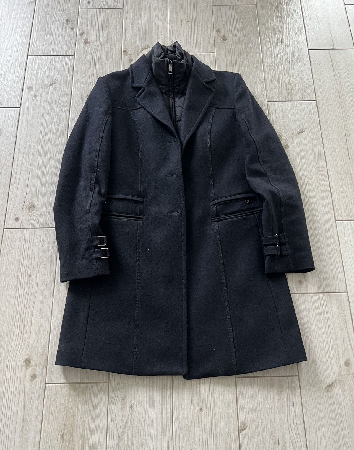 Other Mabrun Women’s Black Fitted Coat Wool Blend Jacket Removable Size M / US 6-8 / IT 42-44 - 3 Thumbnail