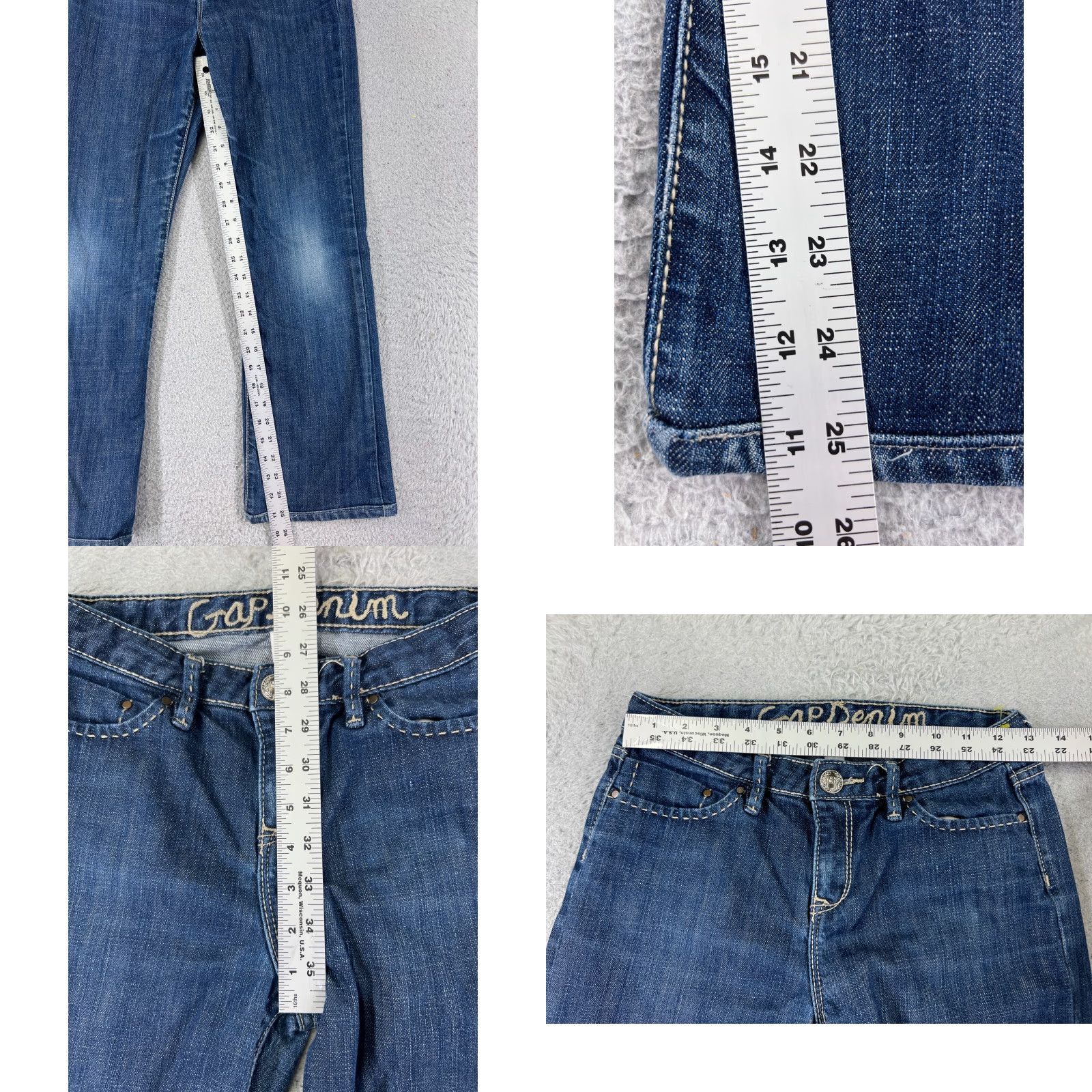 Gap GAP Jeans Womens 25 Blue Denim Straight Leg Cotton Blend Stretch 25x25 Vintage City 5-Pocket Womens Jeans Size 42" / US 20 - 8 Thumbnail