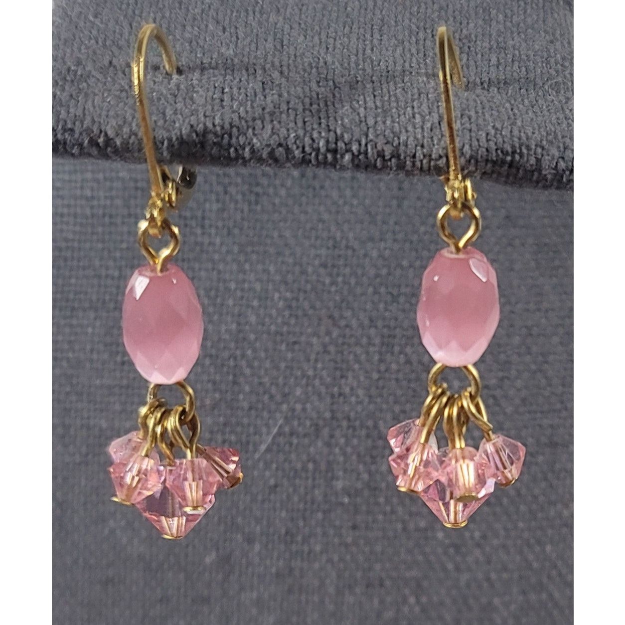 Other Gold Pink Iridescent Multi Size Beads Chandelier Earrings Size ONE SIZE - 1 Thumbnail