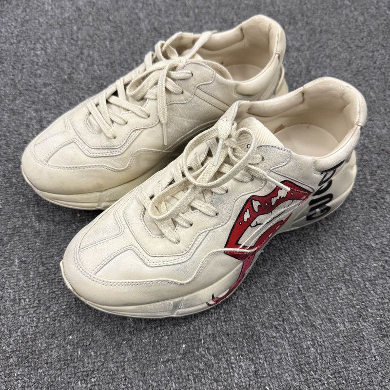 Gucci Gucci Rhyton Leather Lip Print Low-top Sneakers 0079 Size US 8 / EU 41 - 1 Thumbnail