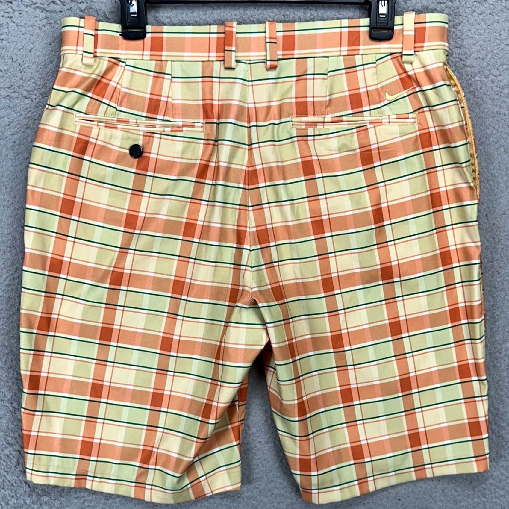 Nike Nike Golf Mens Chino Shorts 33 Yellow Plaid Flat Front Pockets Slim Fit Athletic Casual Shorts Size US 33 - 2 Thumbnail