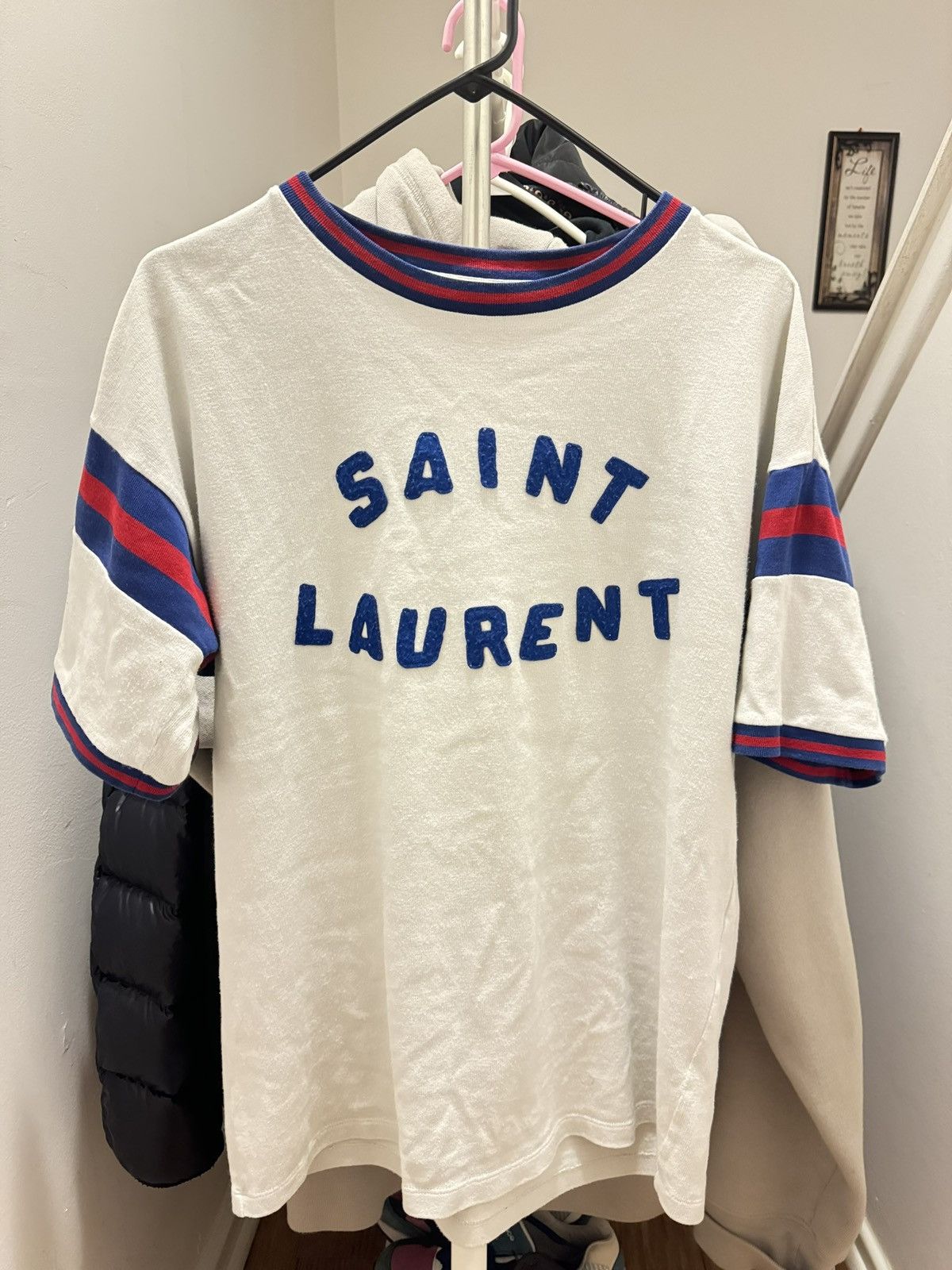 Saint Laurent Paris SHORT-SLEEVED T-SHIRT WITH RIBBED ROUND