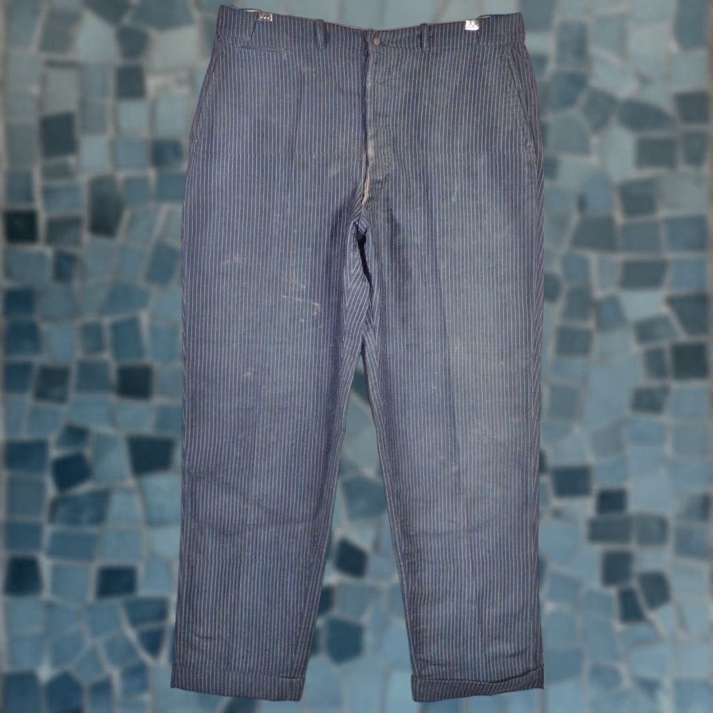 Vintage VINTAGE Overland Trouser Pants 38x29 Striped Moleskin Heavy Cotton Workwear Trousers Crown Overalls Men Size US 38 / EU 54 - 1 Thumbnail