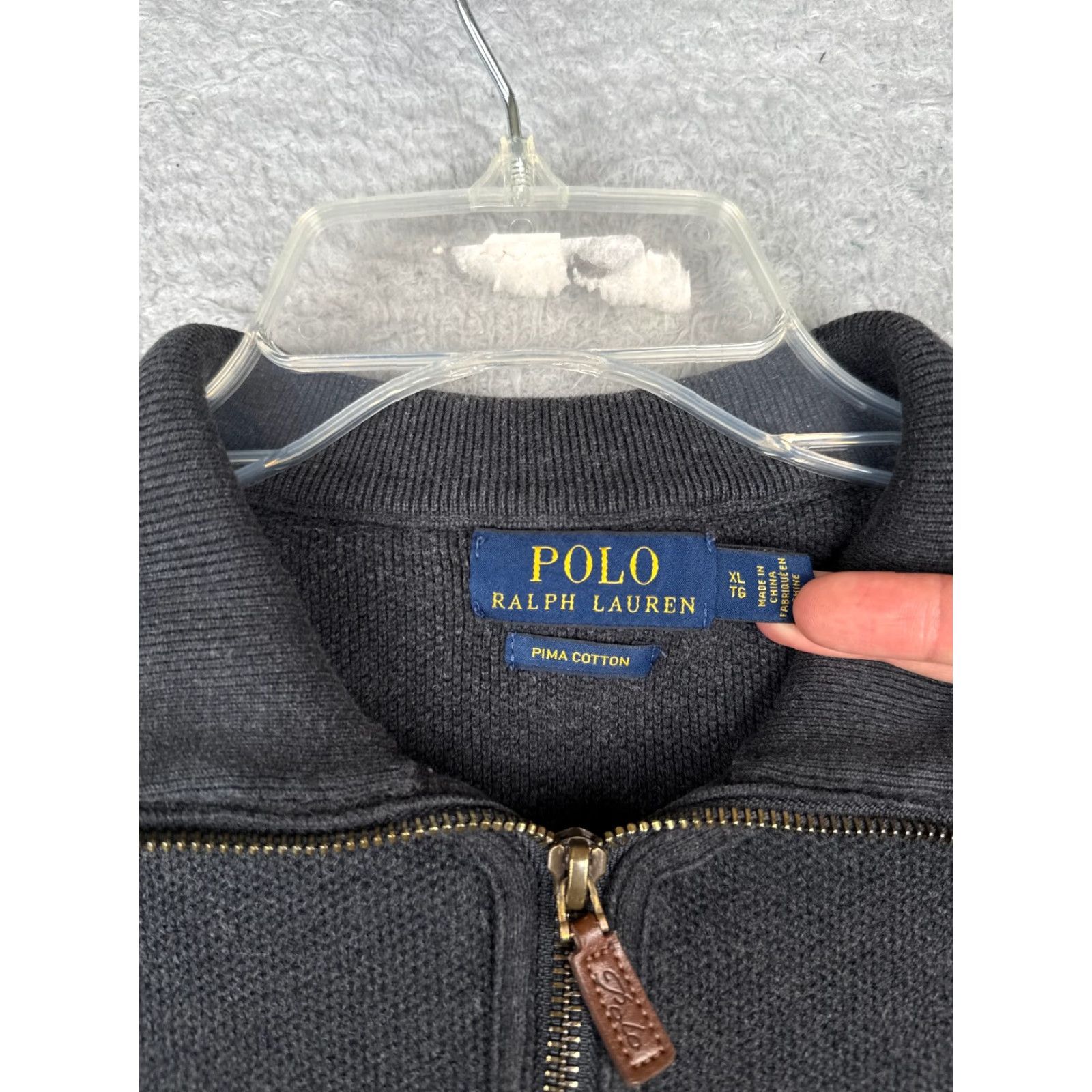 Polo Ralph Lauren Polo Ralph Lauren Sweater Men XL Gray 1/4 Zip Mock Neck Cotton Blend Logo Embroidered Pullover Casual Business Winter Fall Spring All Seasons Mens Size US XL / EU 56 / 4 - 7 Thumbnail