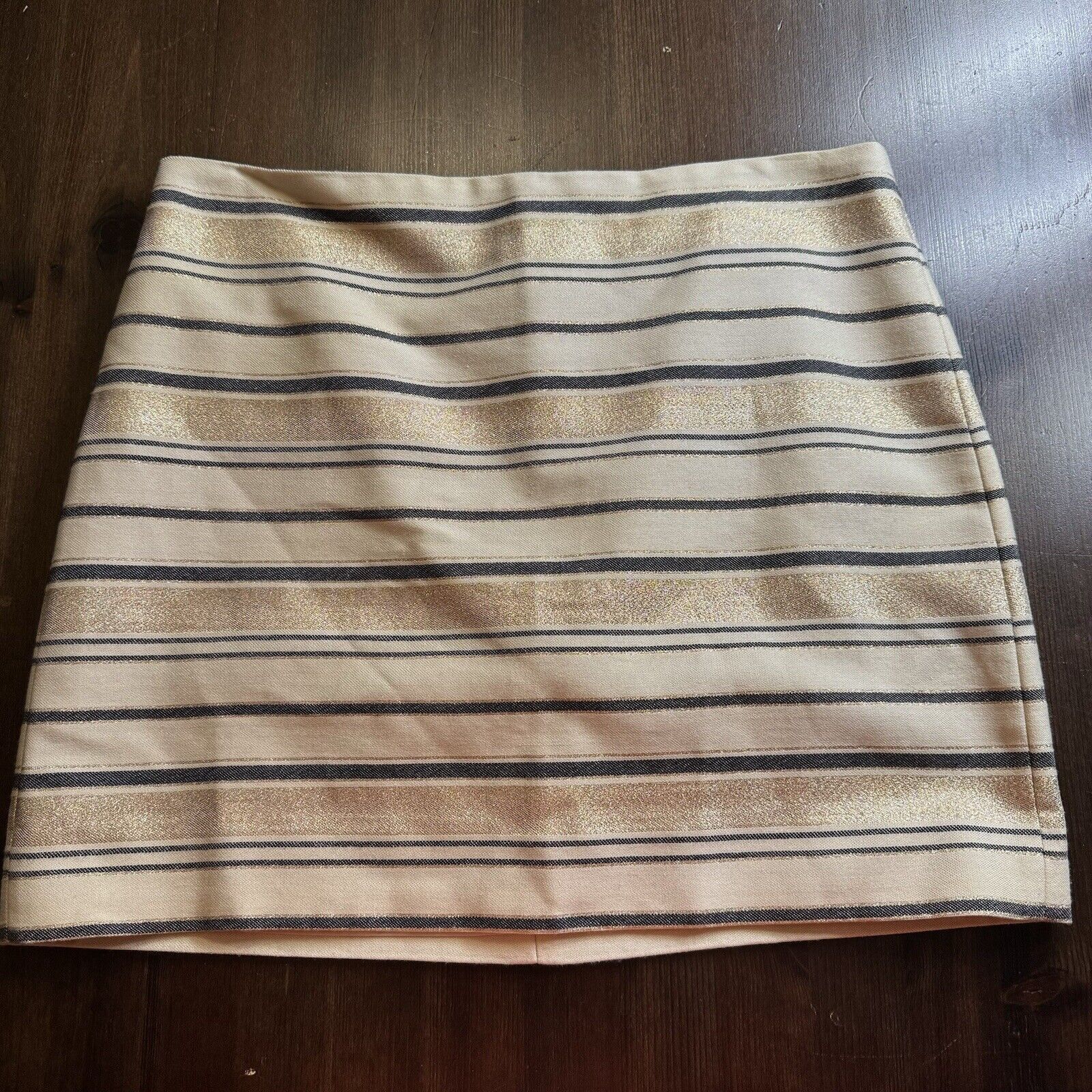 J.Crew J CREW FACTORY Sz 4 Shiny Striped Mini Skirt Lined Gold Blue Size 27" / US 4 / IT 40 - 1 Thumbnail