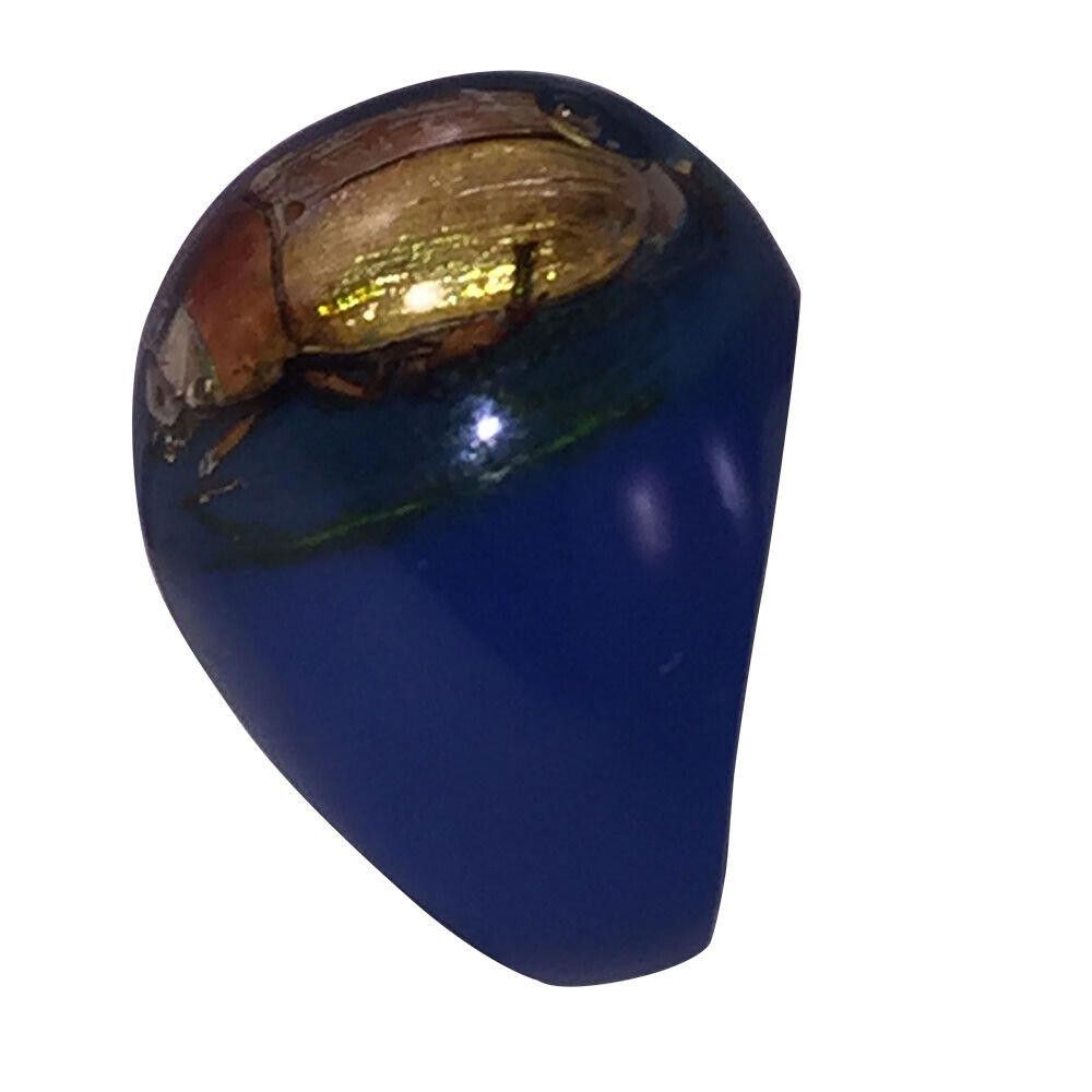 Designer Scarab Blue Bug Plastic Ring Size ONE SIZE - 2 Thumbnail