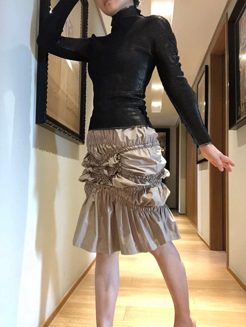 Issey Miyake size:2 Khaki mainline elastic elastic band sk