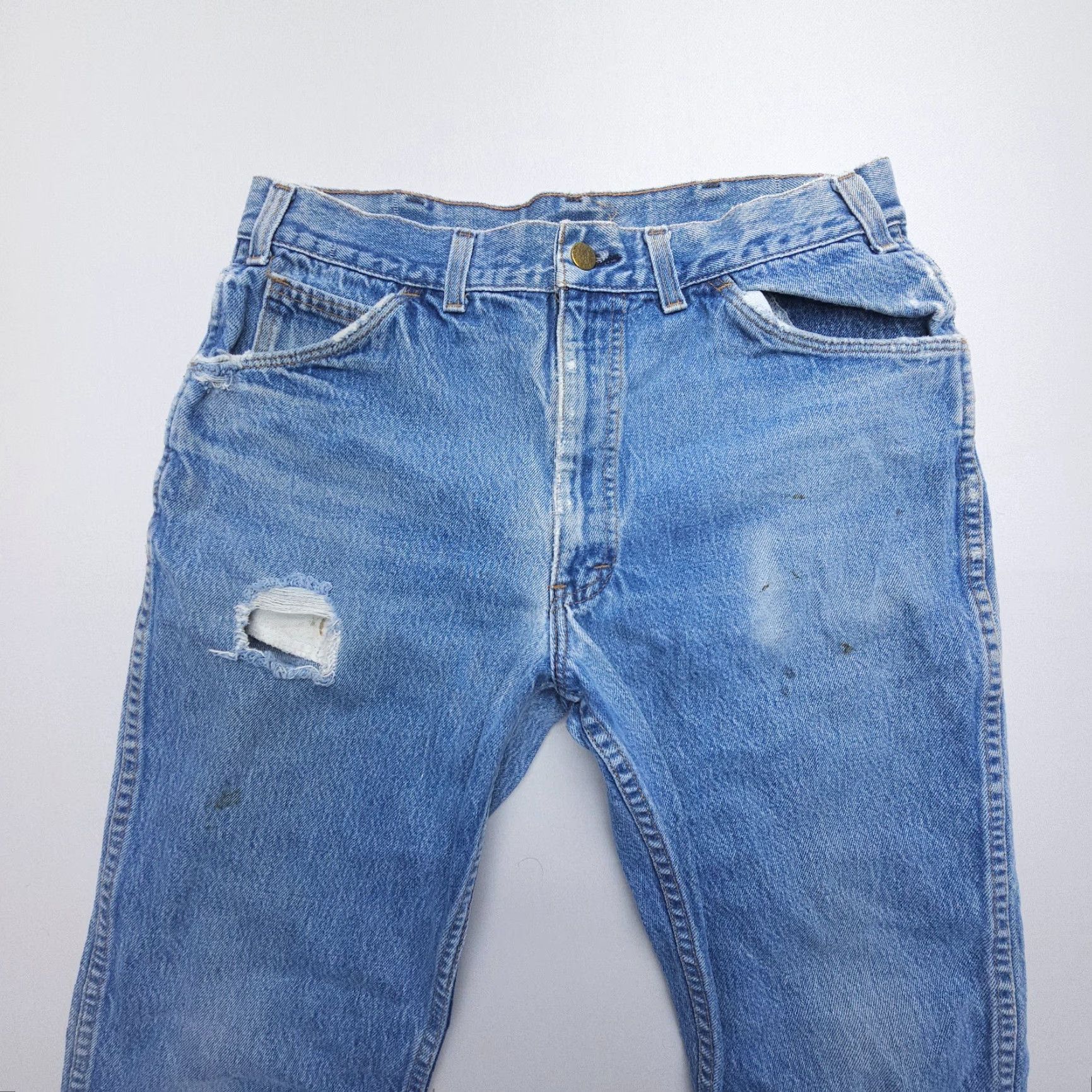 Vintage VINTAGE Saddle King Jeans Mens 36 x 31 Distressed 80s USA Logo Denim Blue 5-Pocket Womens/Mens? Size US 36 / EU 52 - 7 Thumbnail